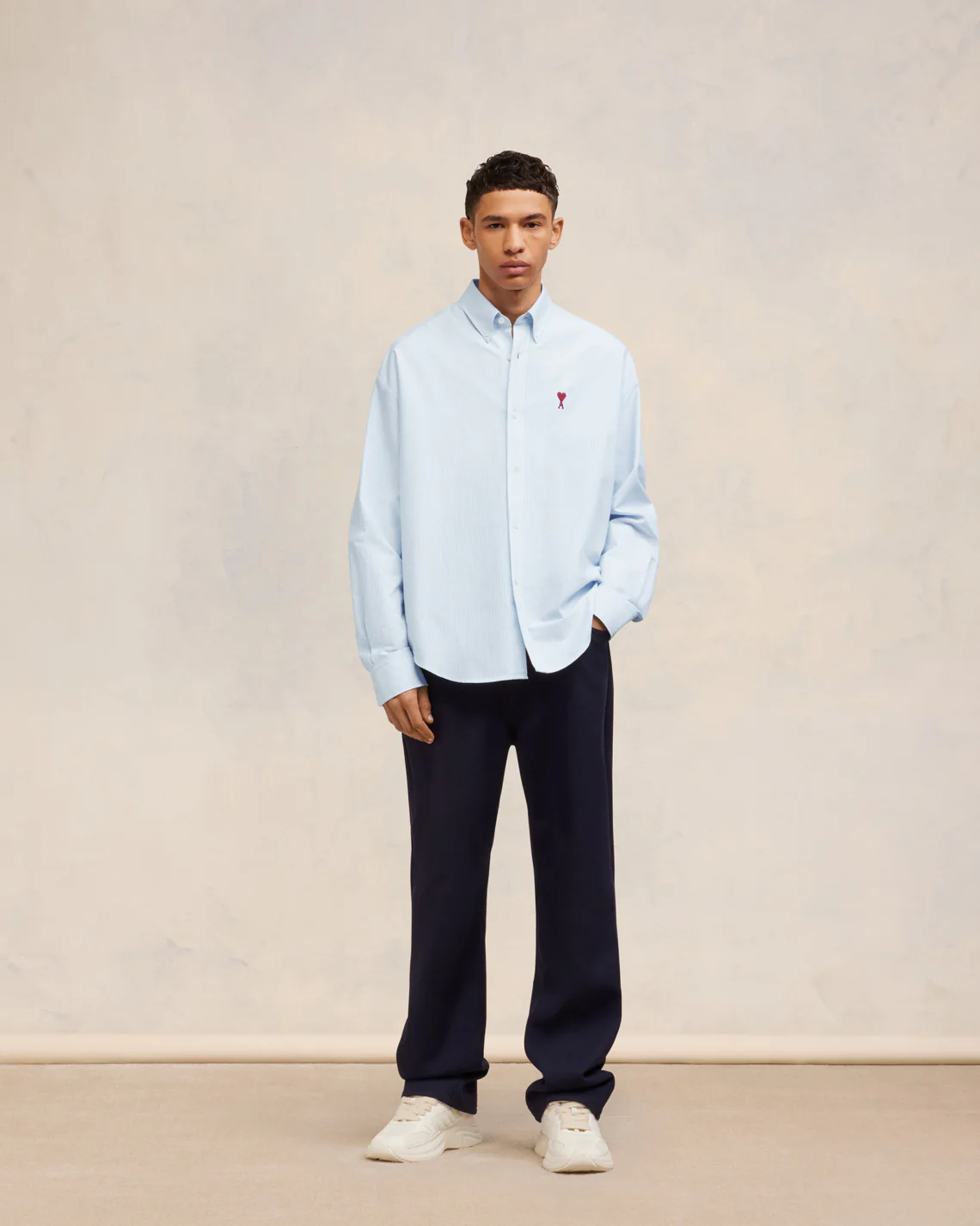Chemise Boxy Fit Bleu Ciel/Blanc Natural - leoleo123123