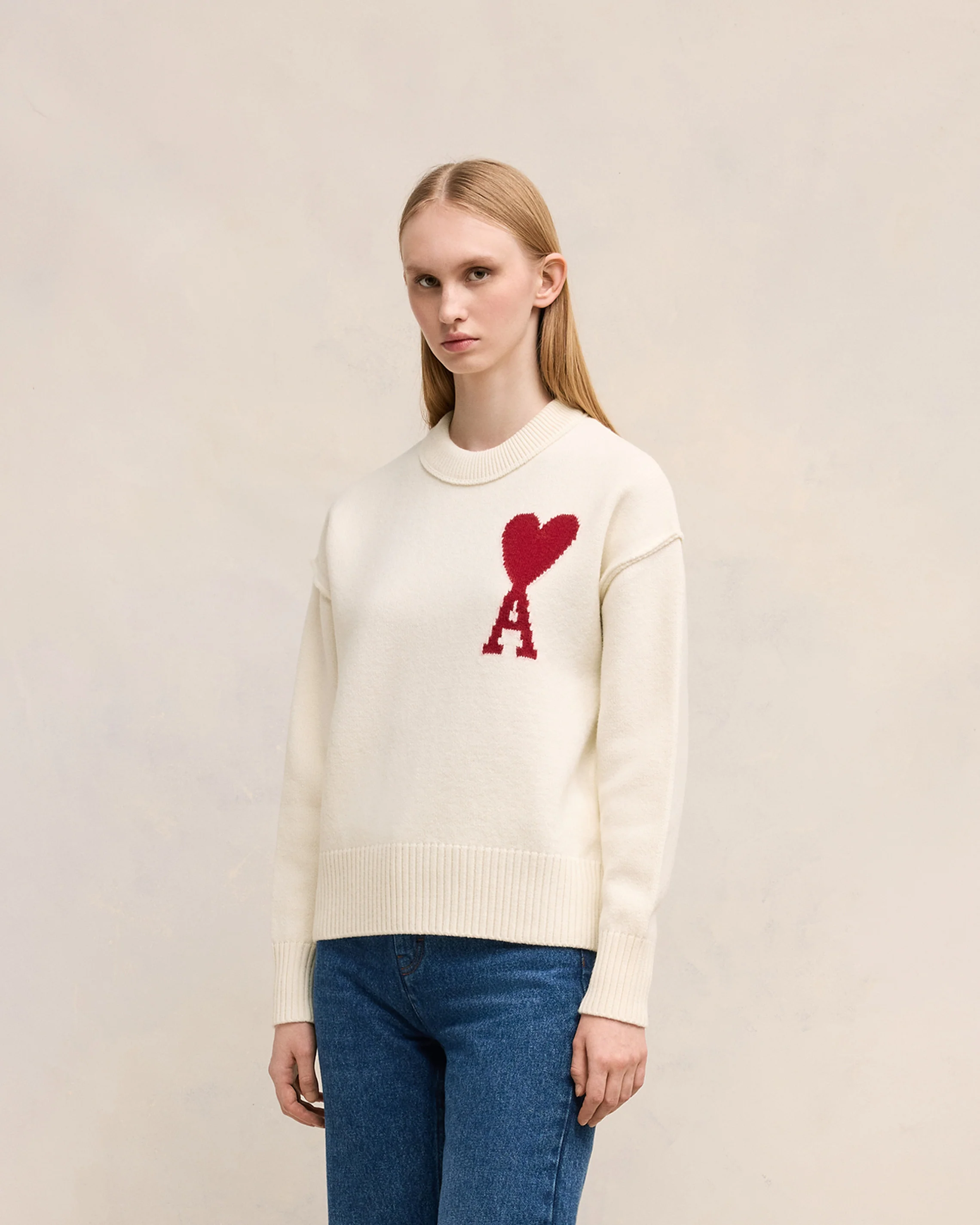 Pull Ami De Coeur Rouge Ecru/Rouge - leoleo123123