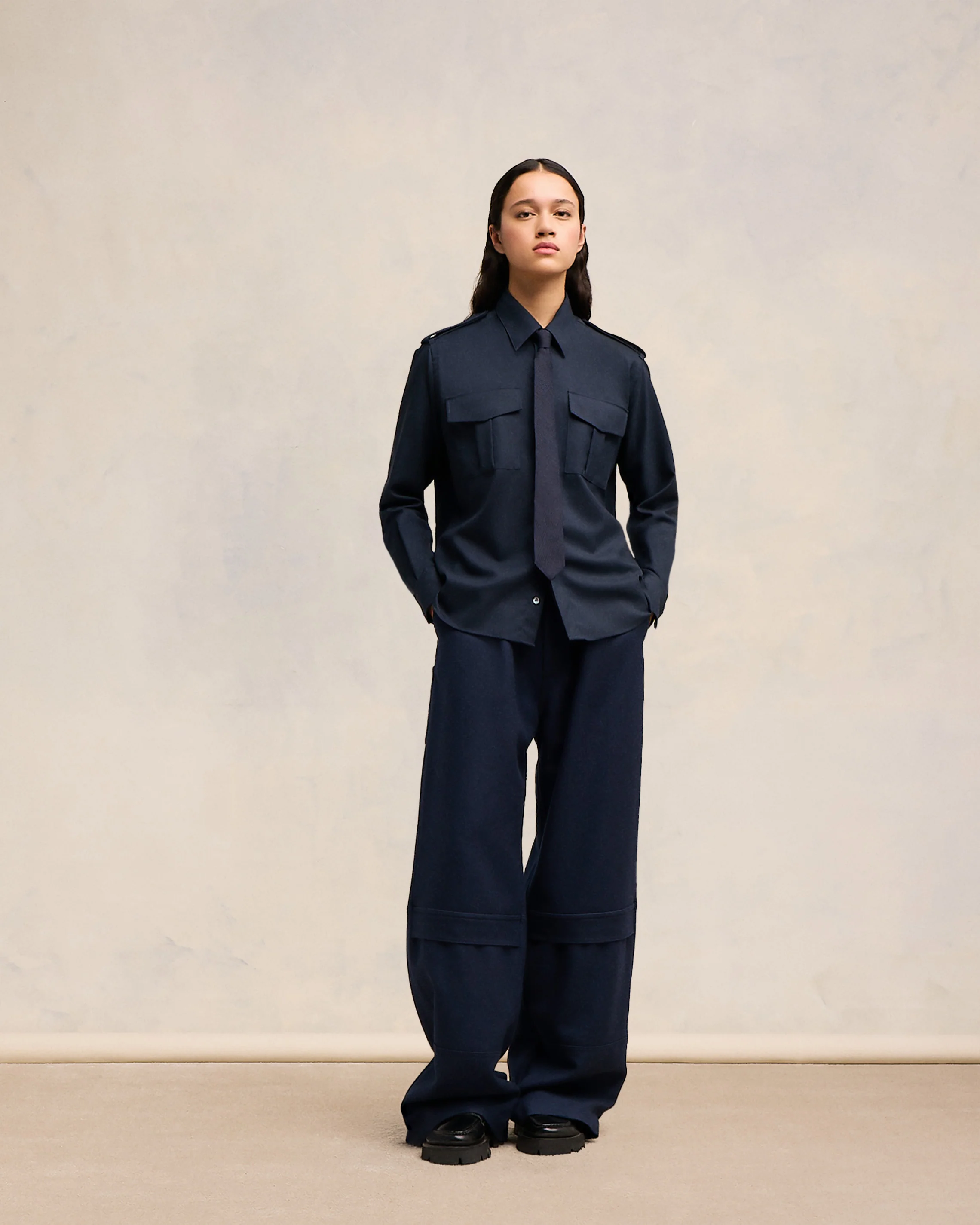Navy Blue Cargo Trousers - leoleo123123