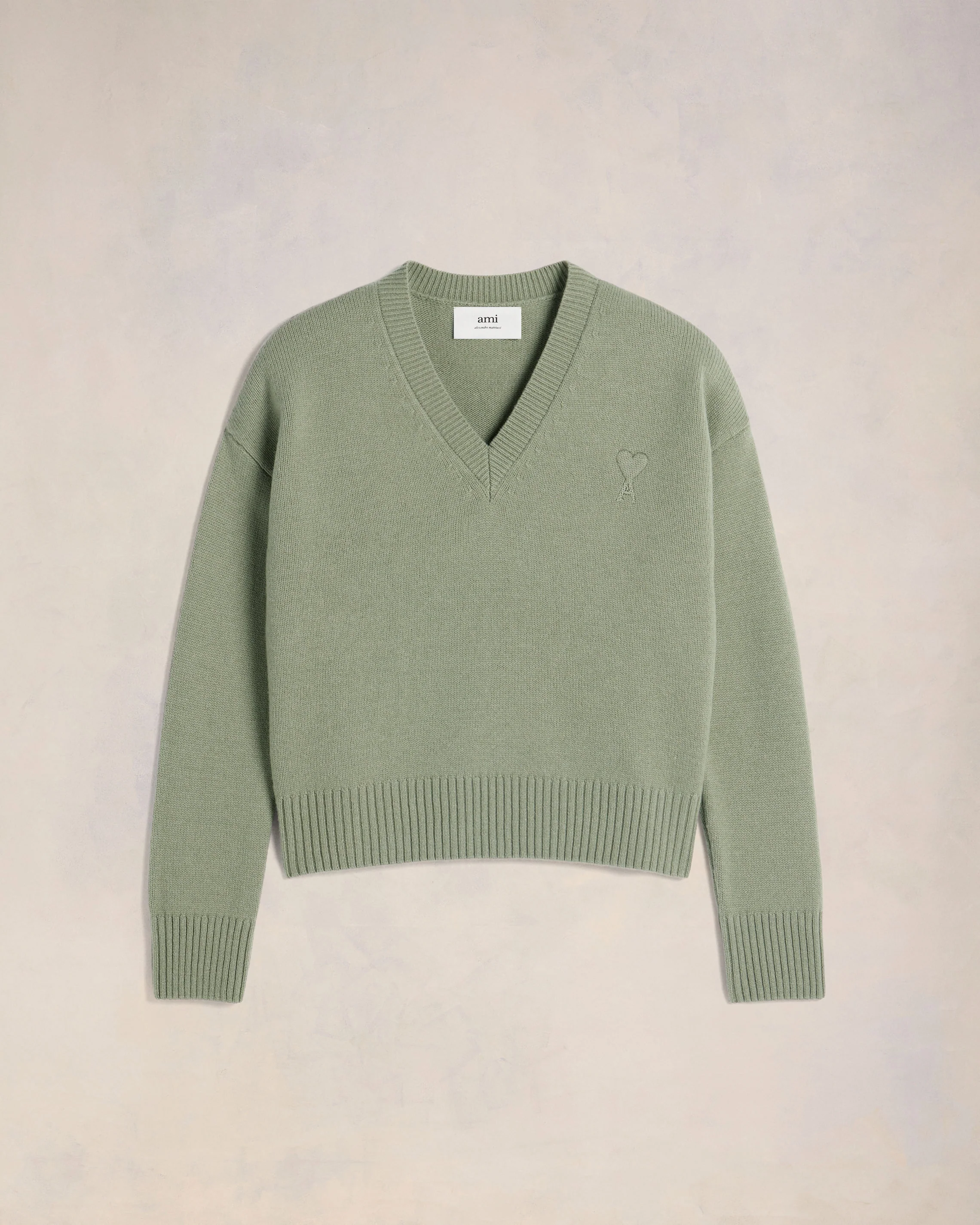 Green Aqua Embossed Ami De Coeur V Neck Sweater - leoleo123123
