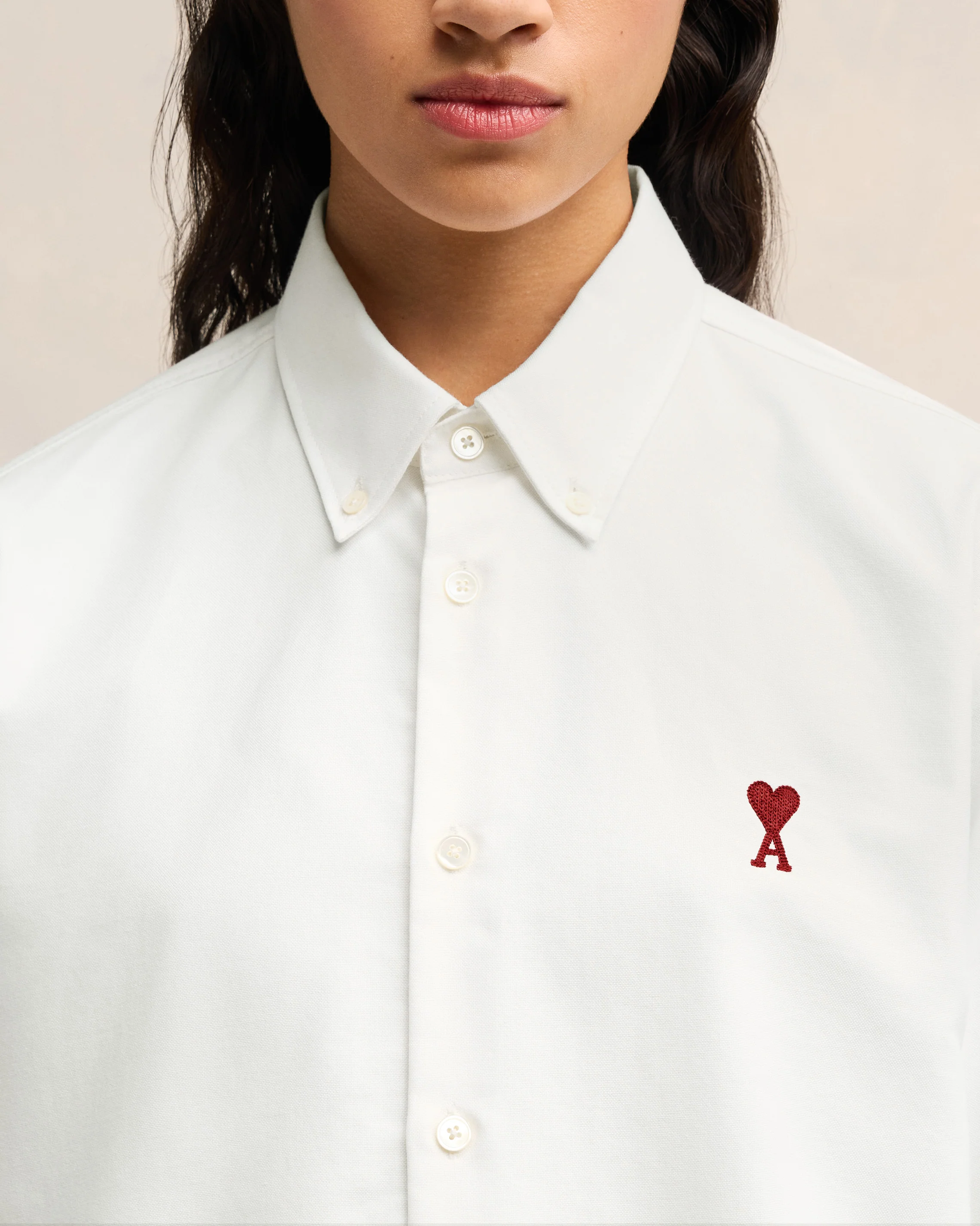Natural White Button-Down Ami De Coeur Shirt - leoleo123123