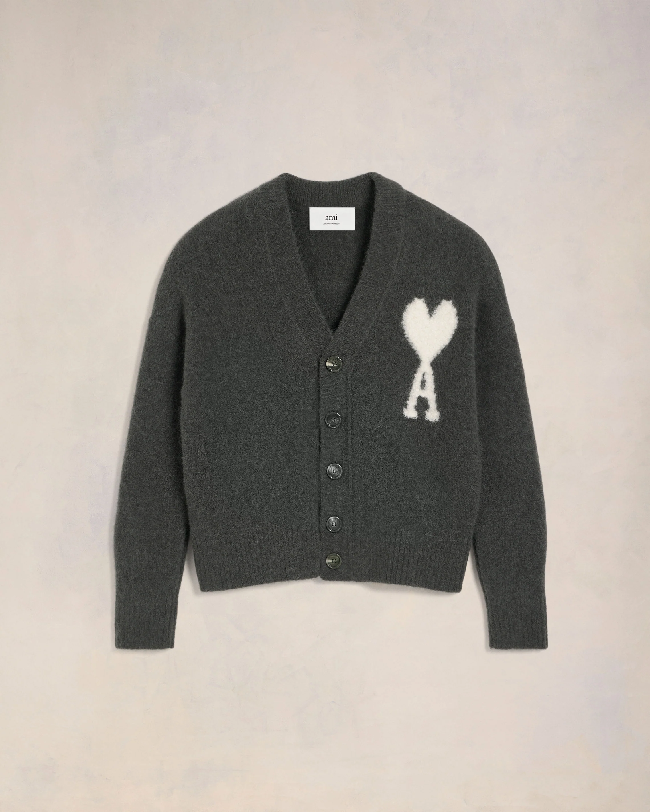 Dark Grey Off-White Ami De Coeur Cardigan - leoleo123123