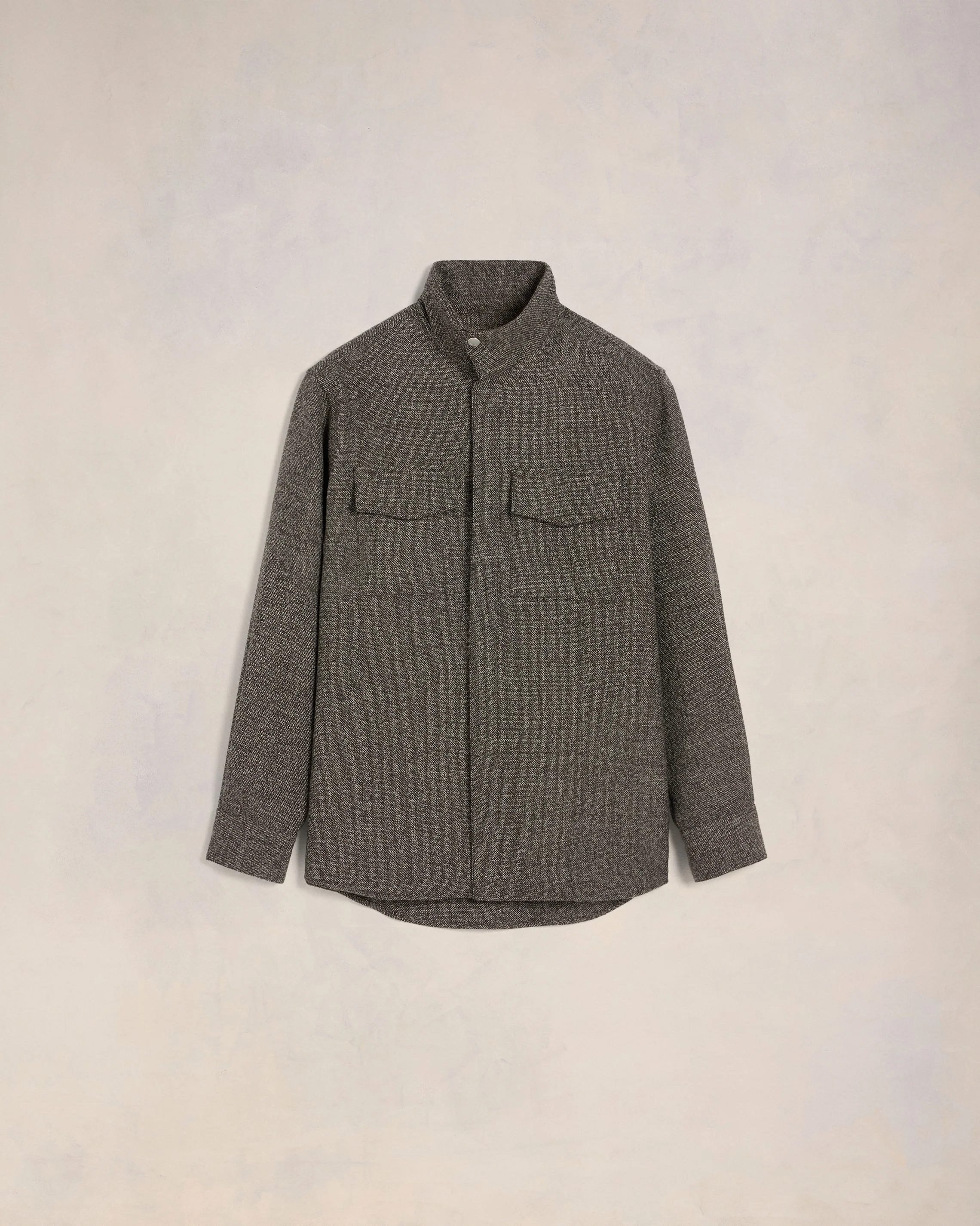 Dark Coffee/ Off White High Collar Shirt - leoleo123123
