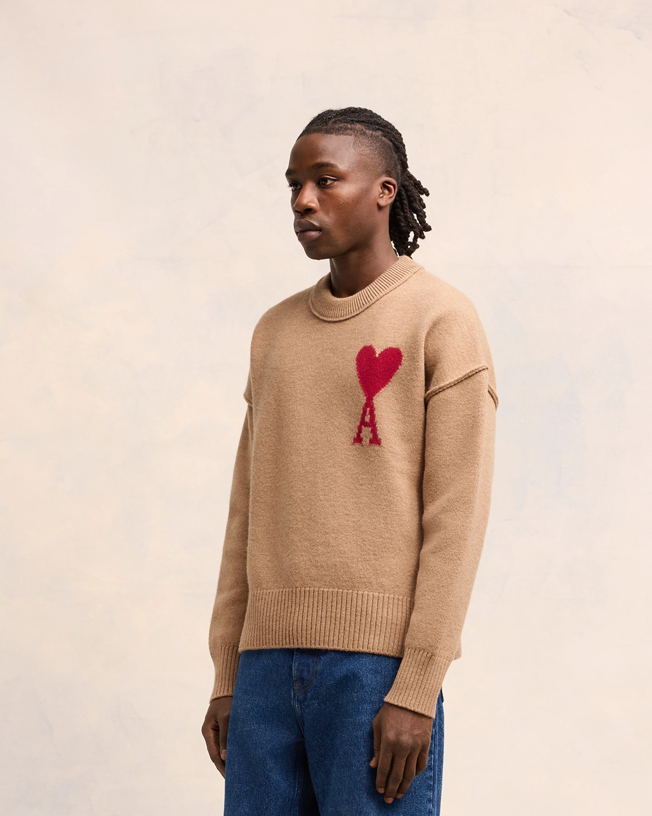 Camel/Red Red Ami De Coeur Sweater - leoleo123123