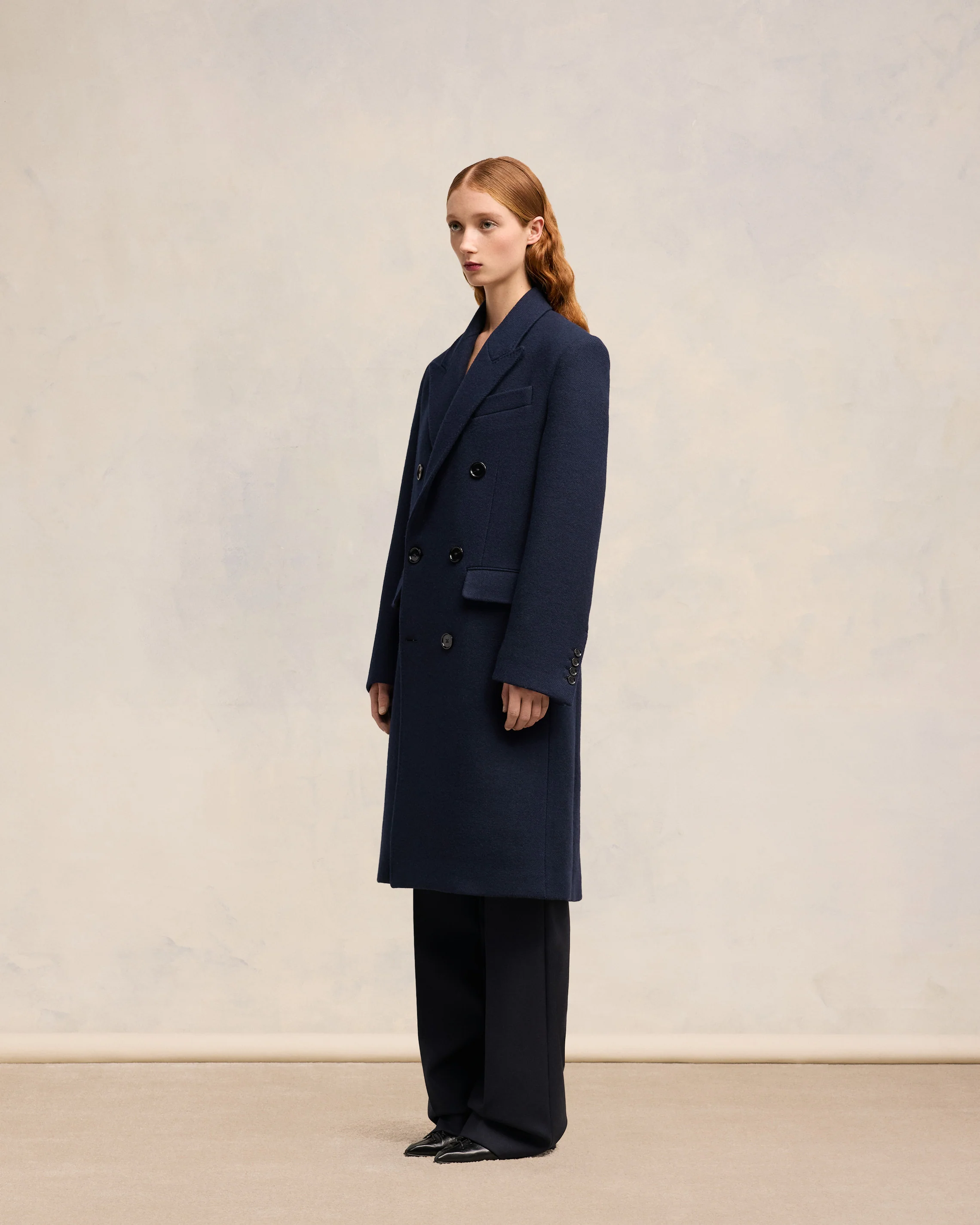 Navy Blue Double Breasted Coat - leoleo123123