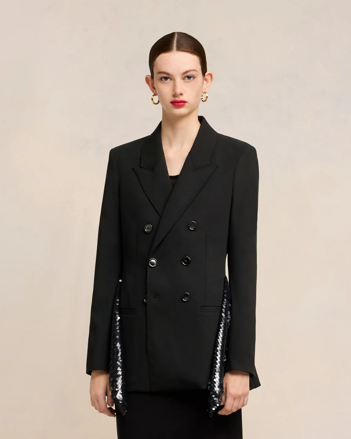 Black Embroidered Peplum Jacket - leoleo123123