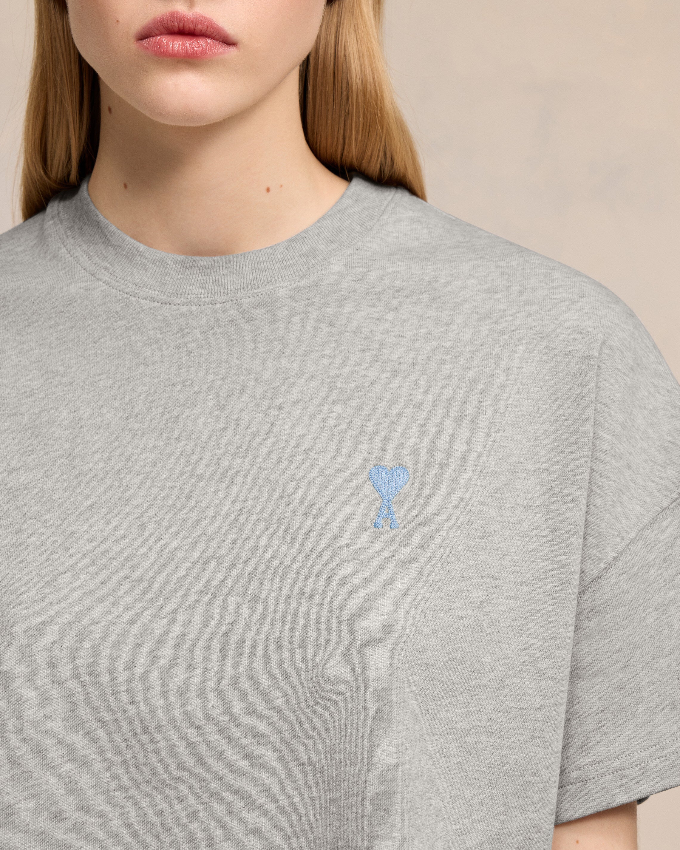 Heather Ash Grey/Cashmere Blue Ami De Coeur Crop T-Shirt - leoleo123123