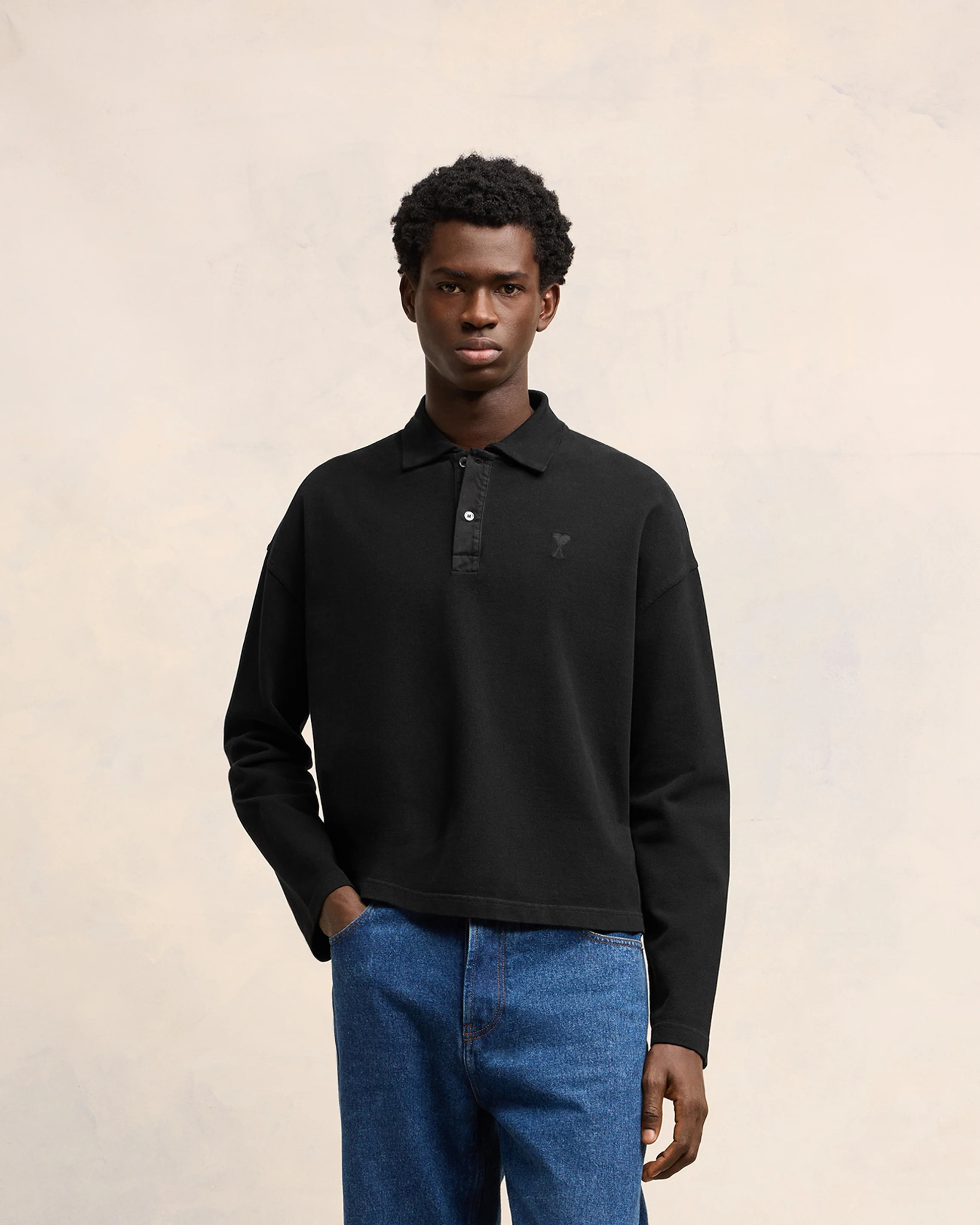 Black Ami De Coeur Long Sleeves Polo - leoleo123123