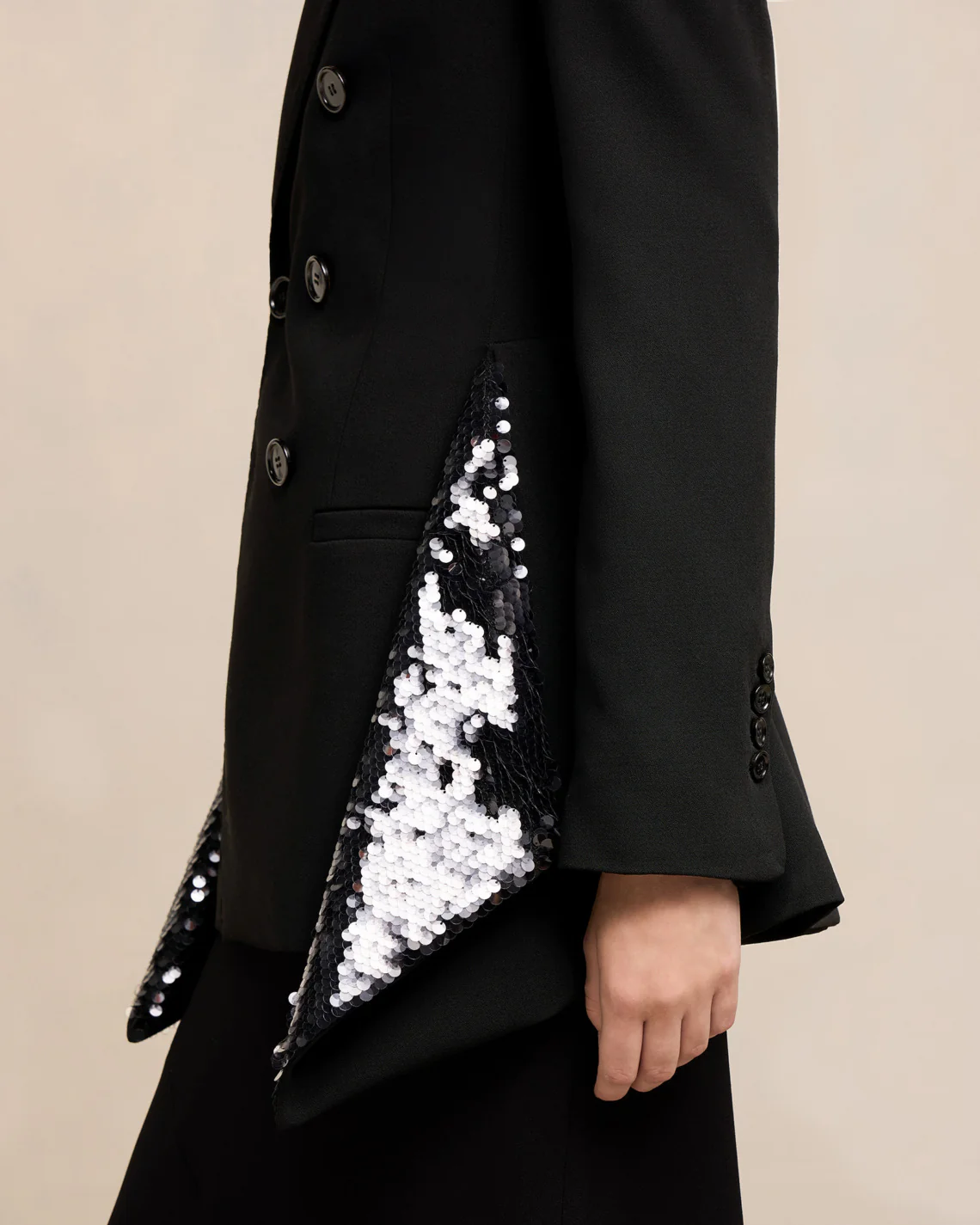 Black Embroidered Peplum Jacket - leoleo123123