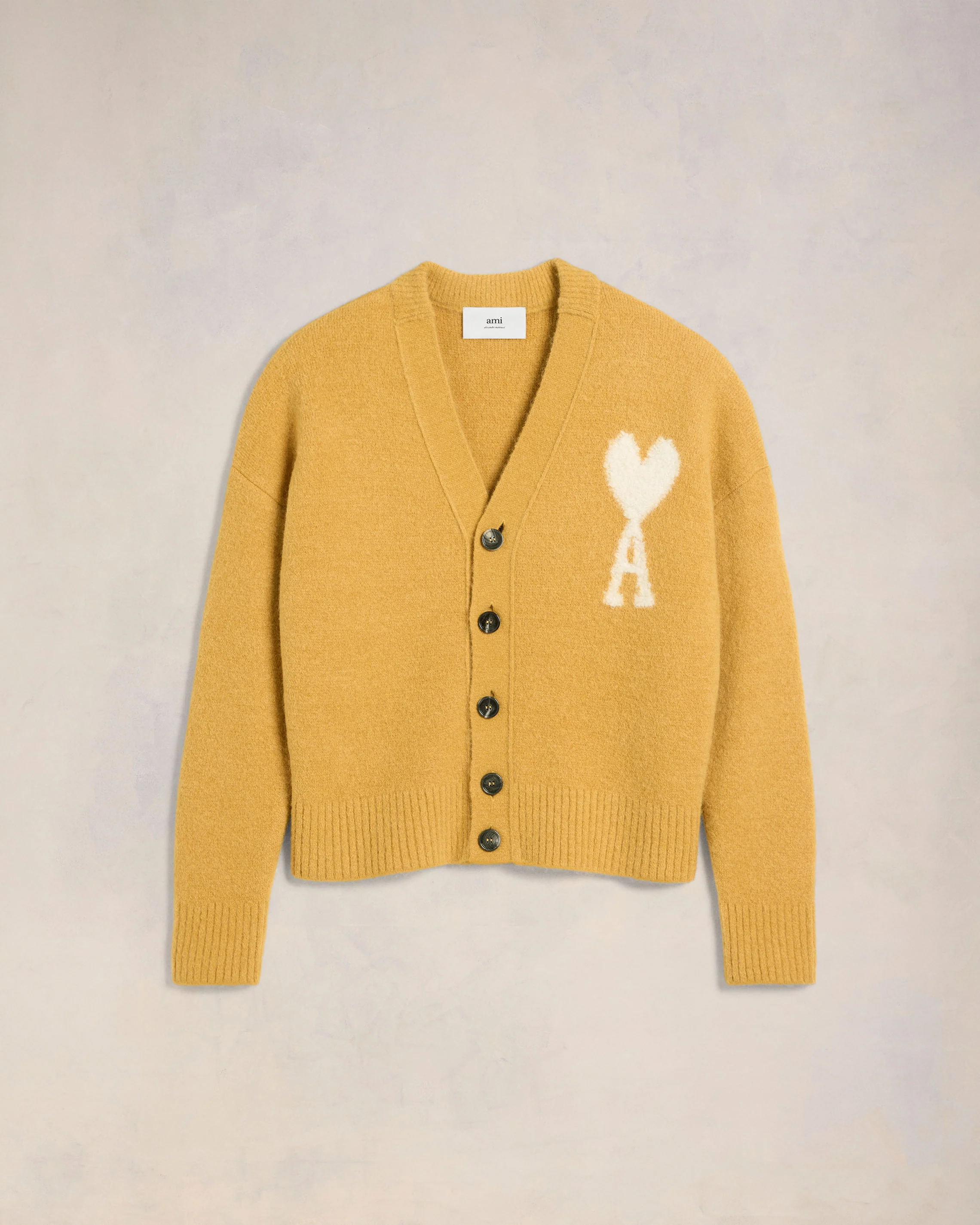 Mustard Off-White Ami De Coeur Cardigan - leoleo123123