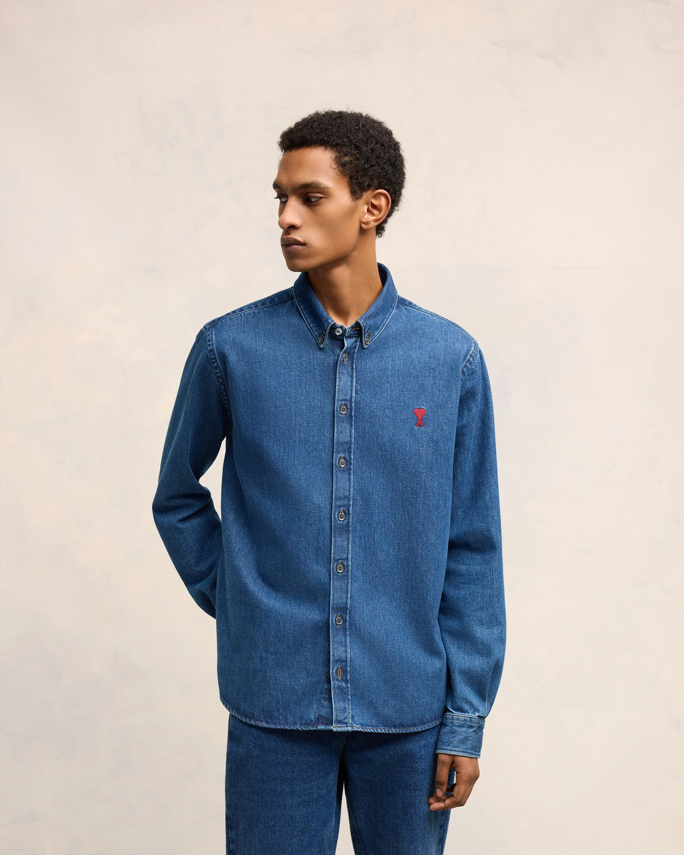 Used Blue Button-Down Ami De Coeur Shirt - leoleo123123