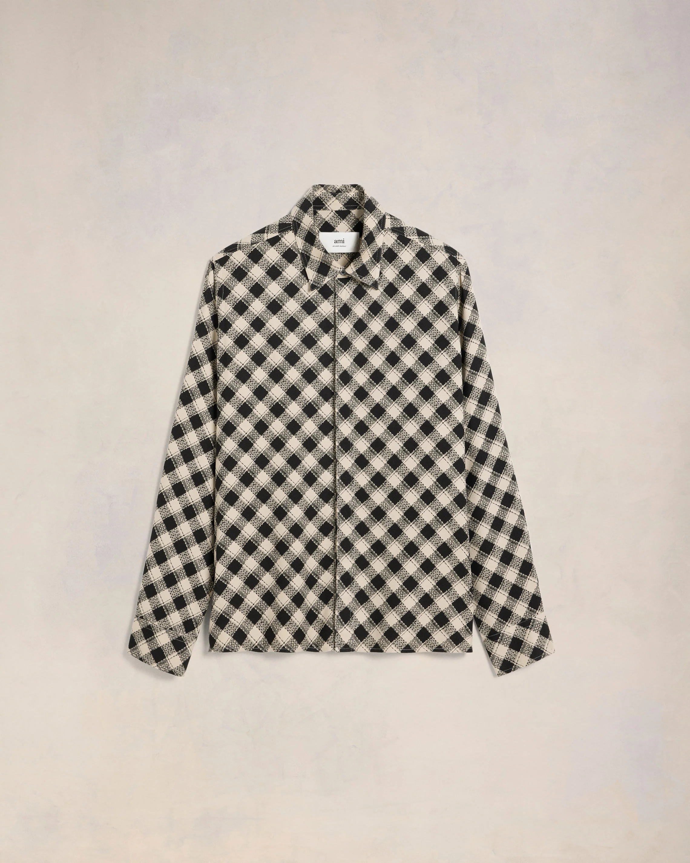 Black/Off White Double Topstitching Classic Shirt - leoleo123123
