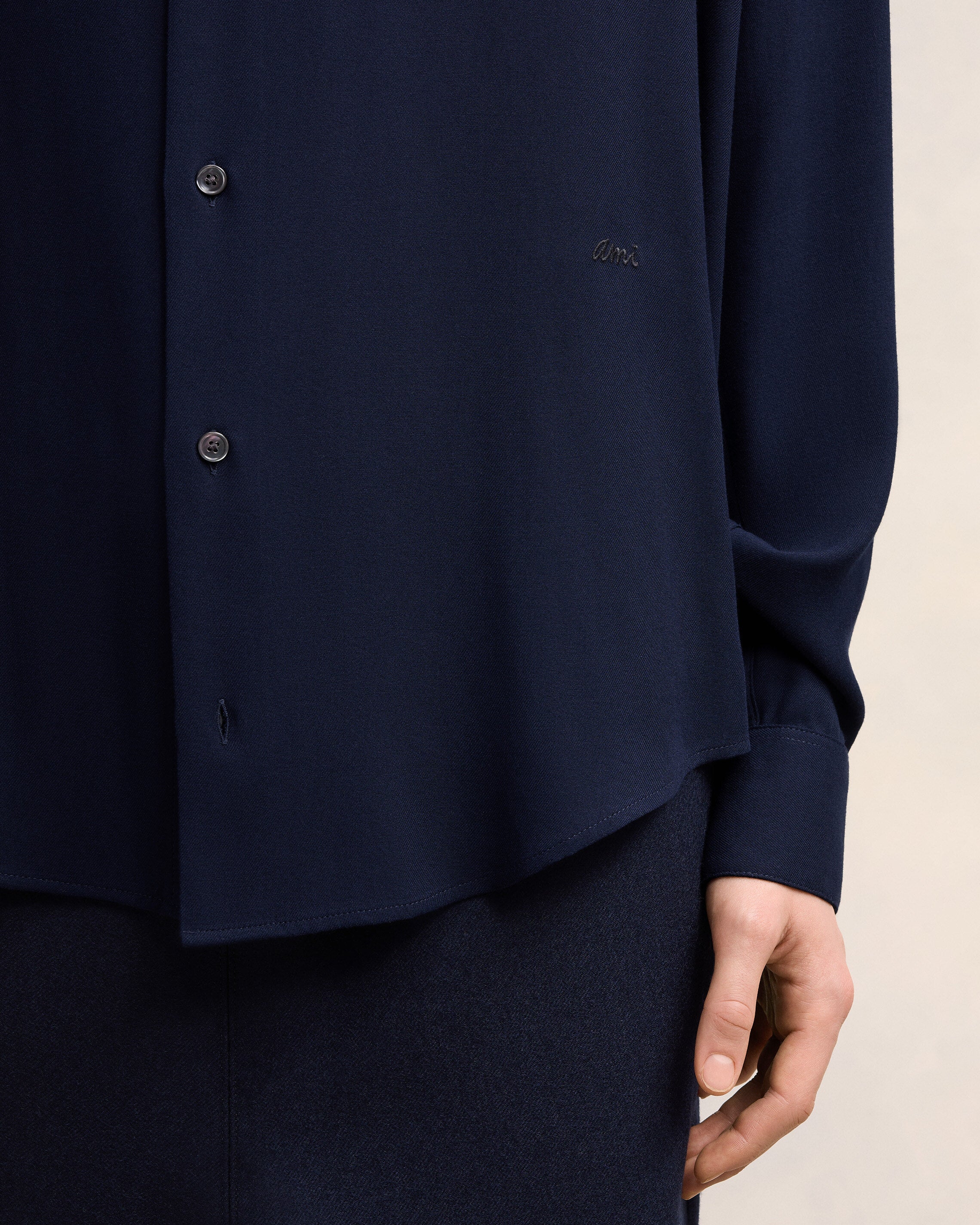 Navy Blue Boxy Fit Shirt - leoleo123123