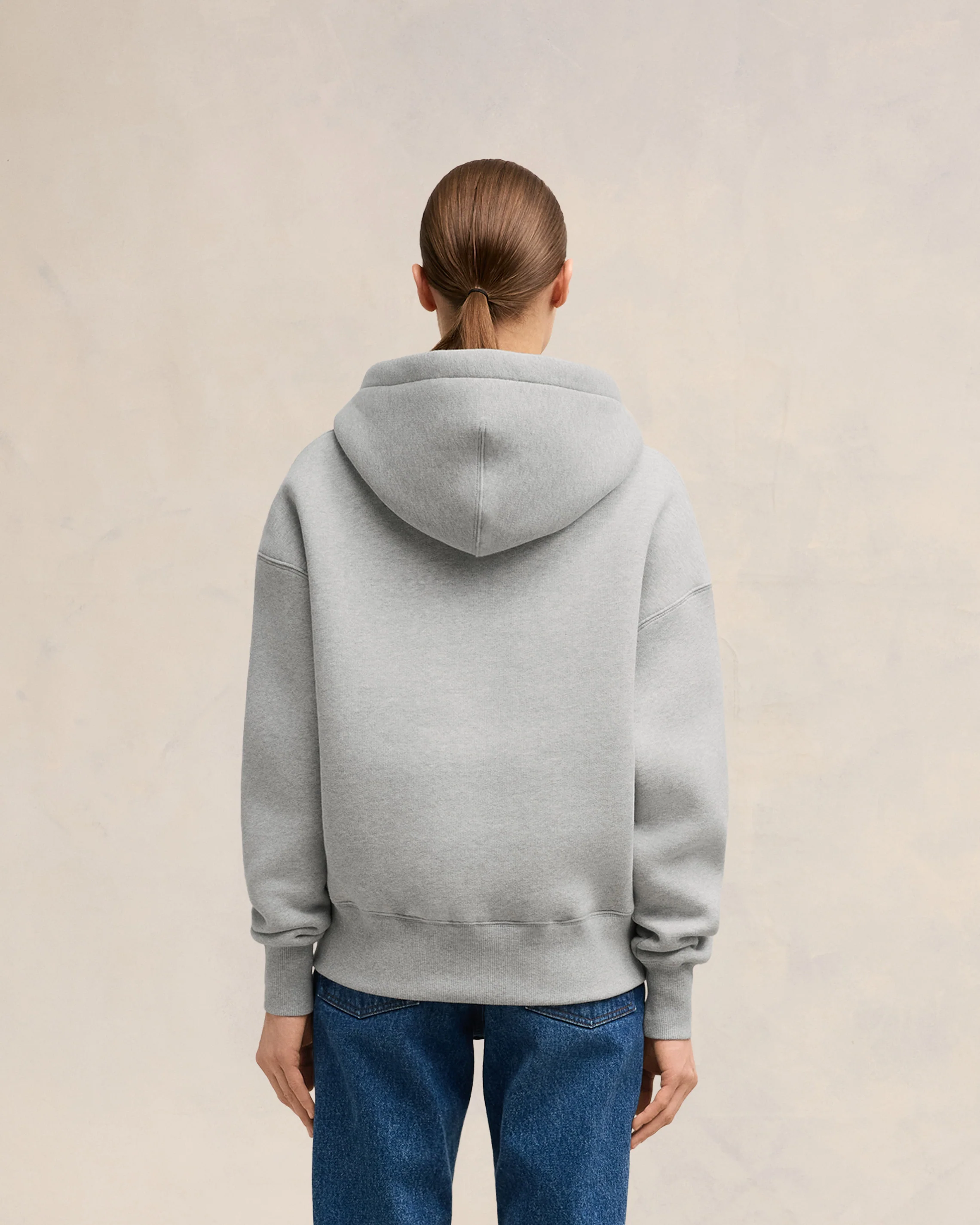 Heather Ash Grey Zipped Ami De Coeur Hoodie - leoleo123123