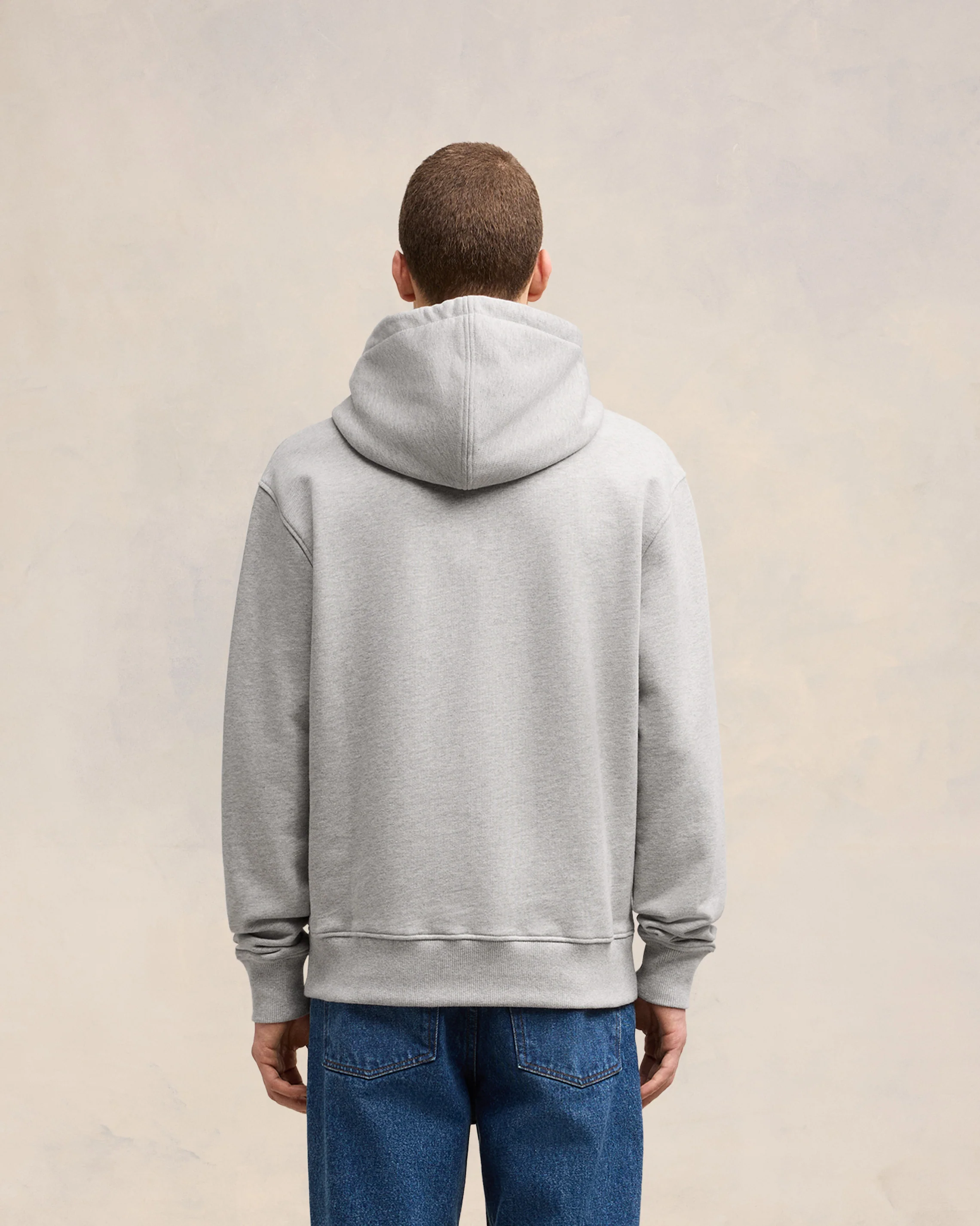 Heather Ash Grey Red Ami De Coeur Zipped Hoodie - leoleo123123
