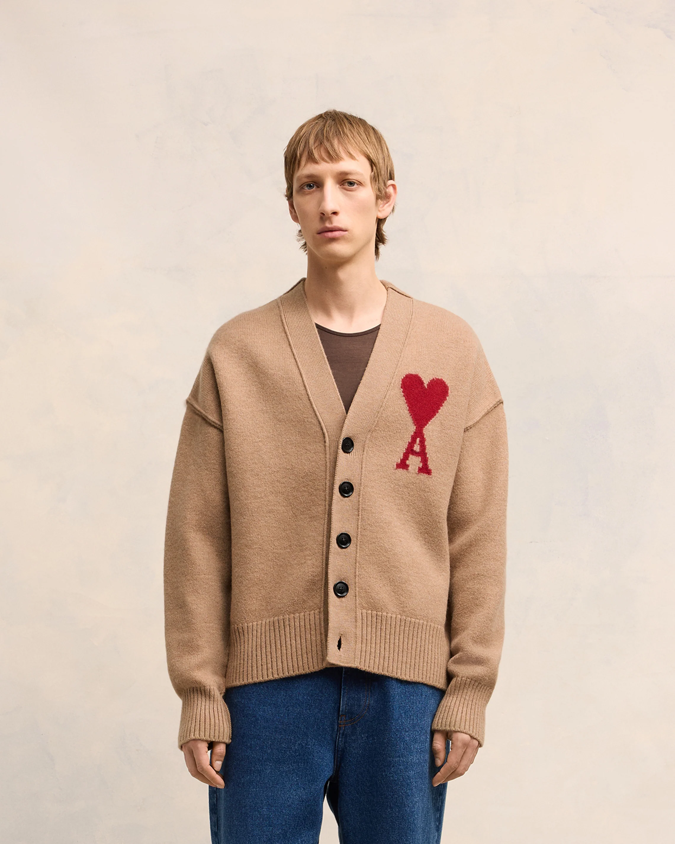 Cardigan Ami De Coeur Rouge Camel/Rouge - leoleo123123