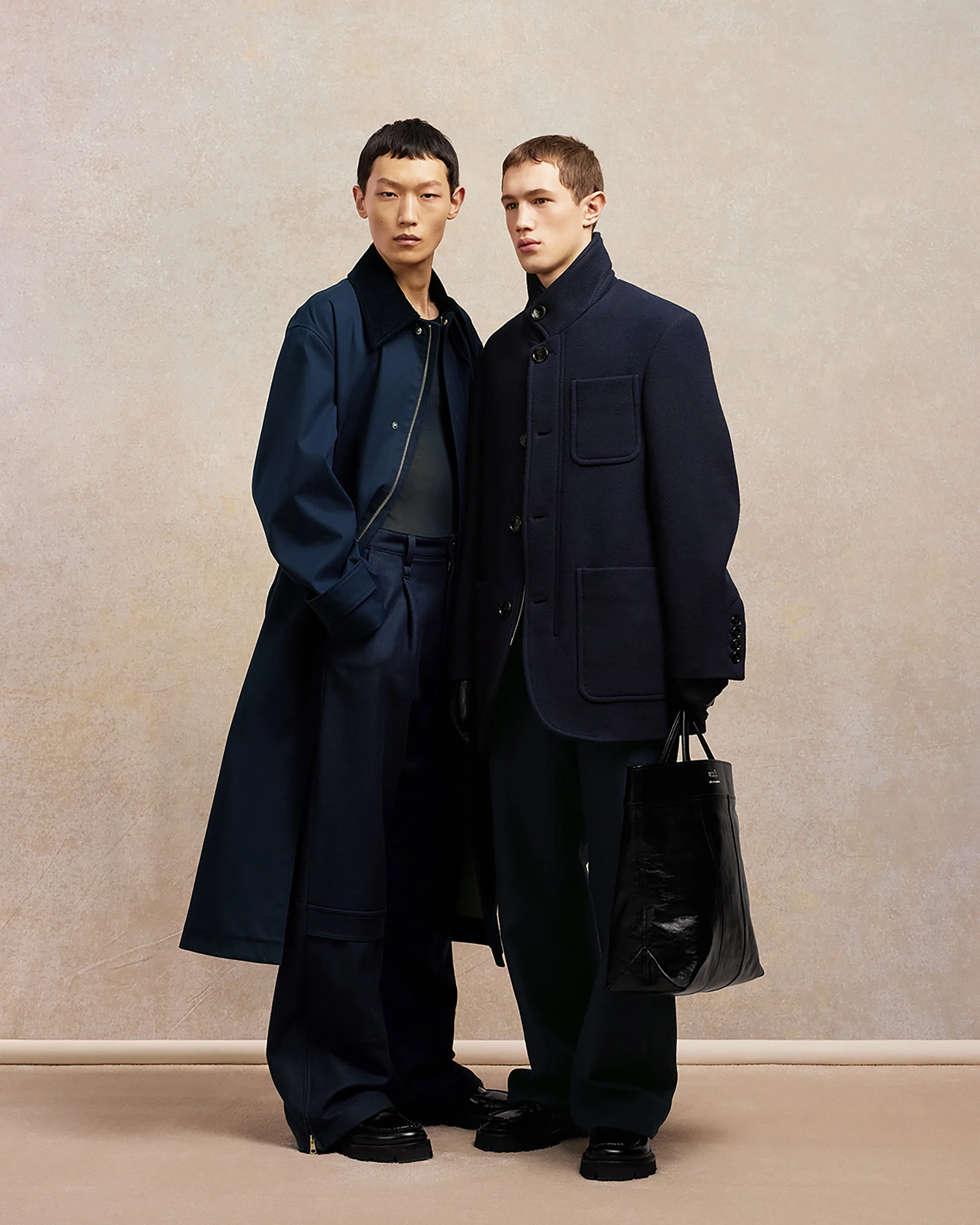 Navy Blue/ Clay Blue Belted Mac - leoleo123123