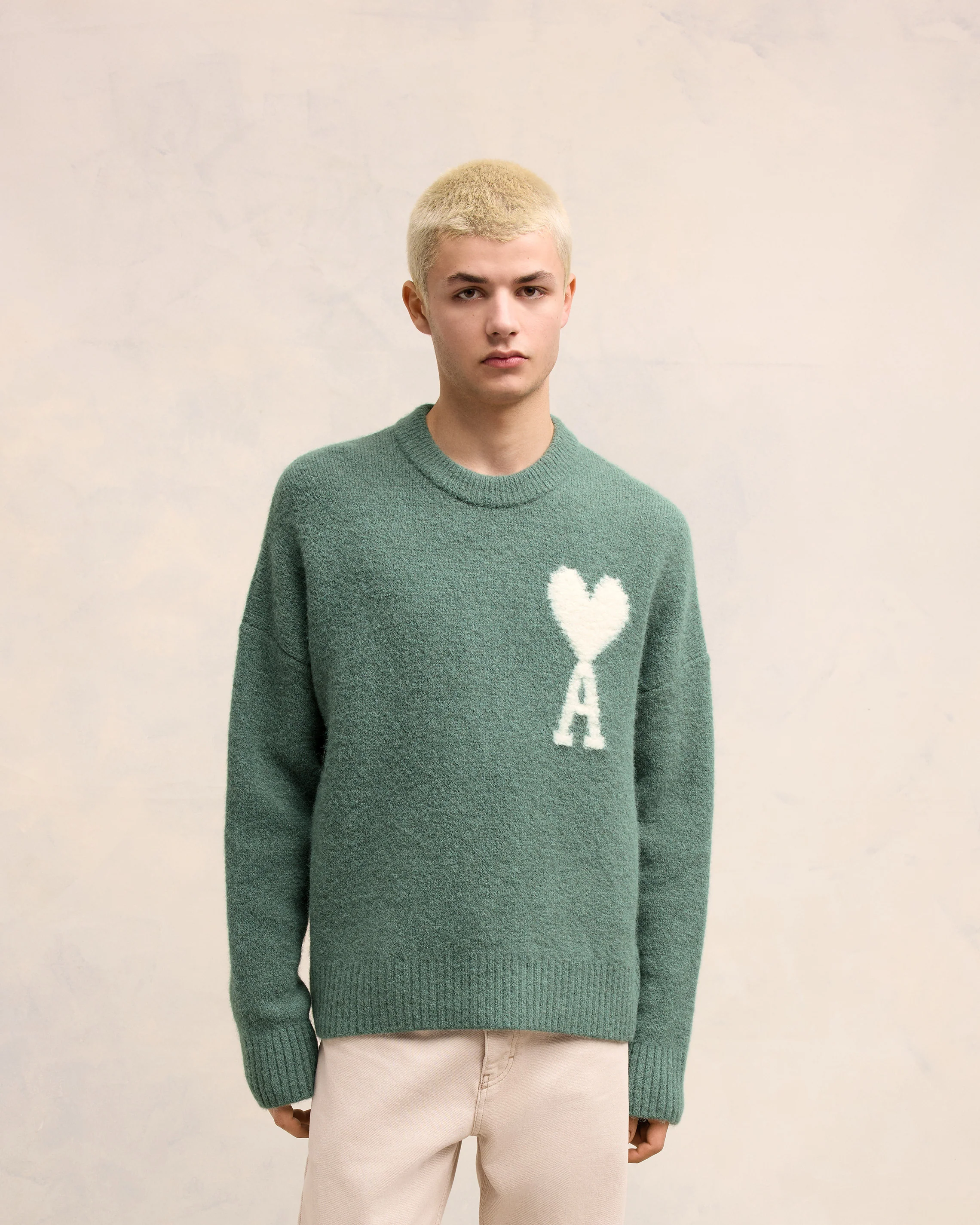 Antique Clay Off-White Ami De Coeur Crew Neck Sweater - leoleo123123