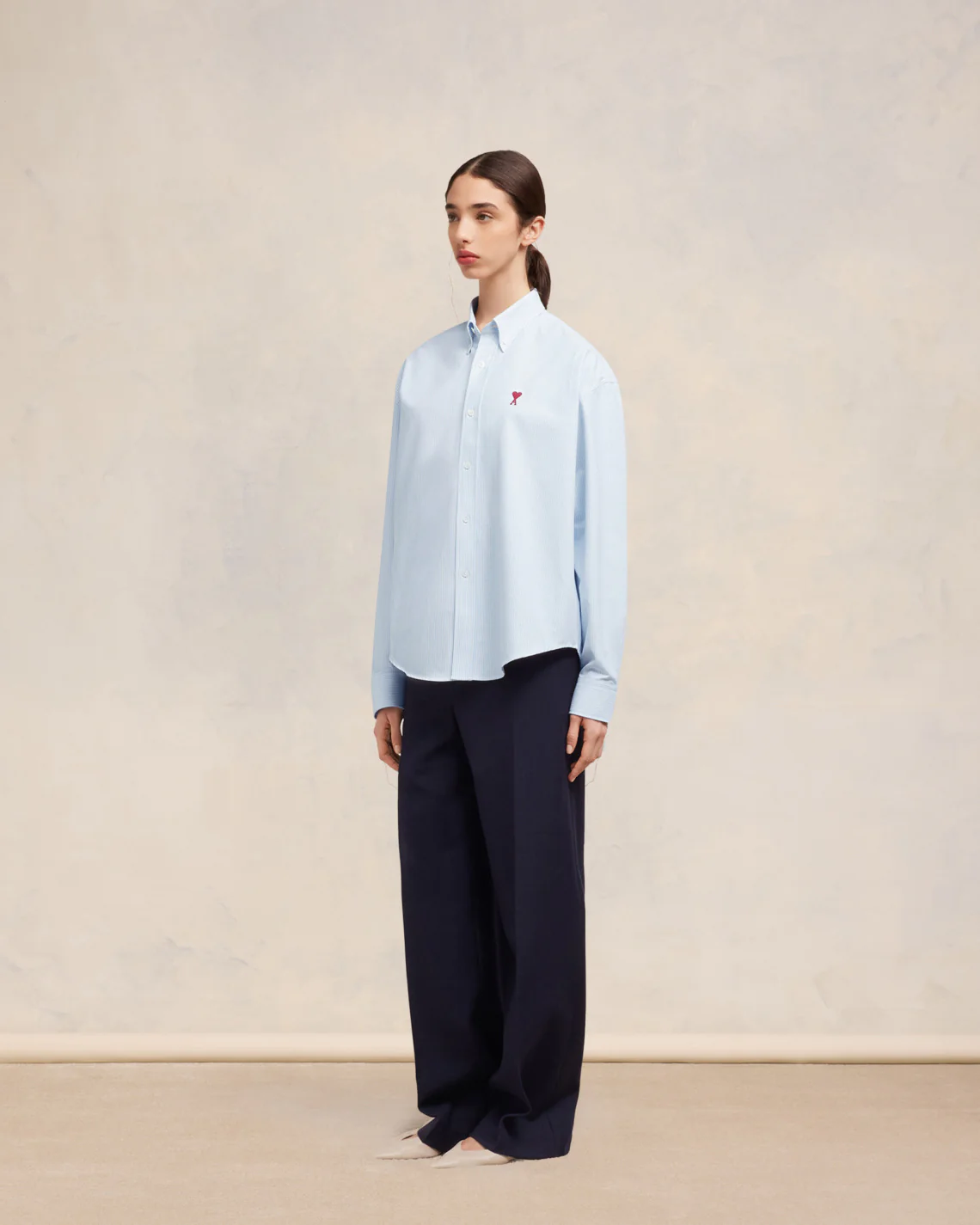 Chemise Boxy Fit Bleu Ciel/Blanc Natural - leoleo123123