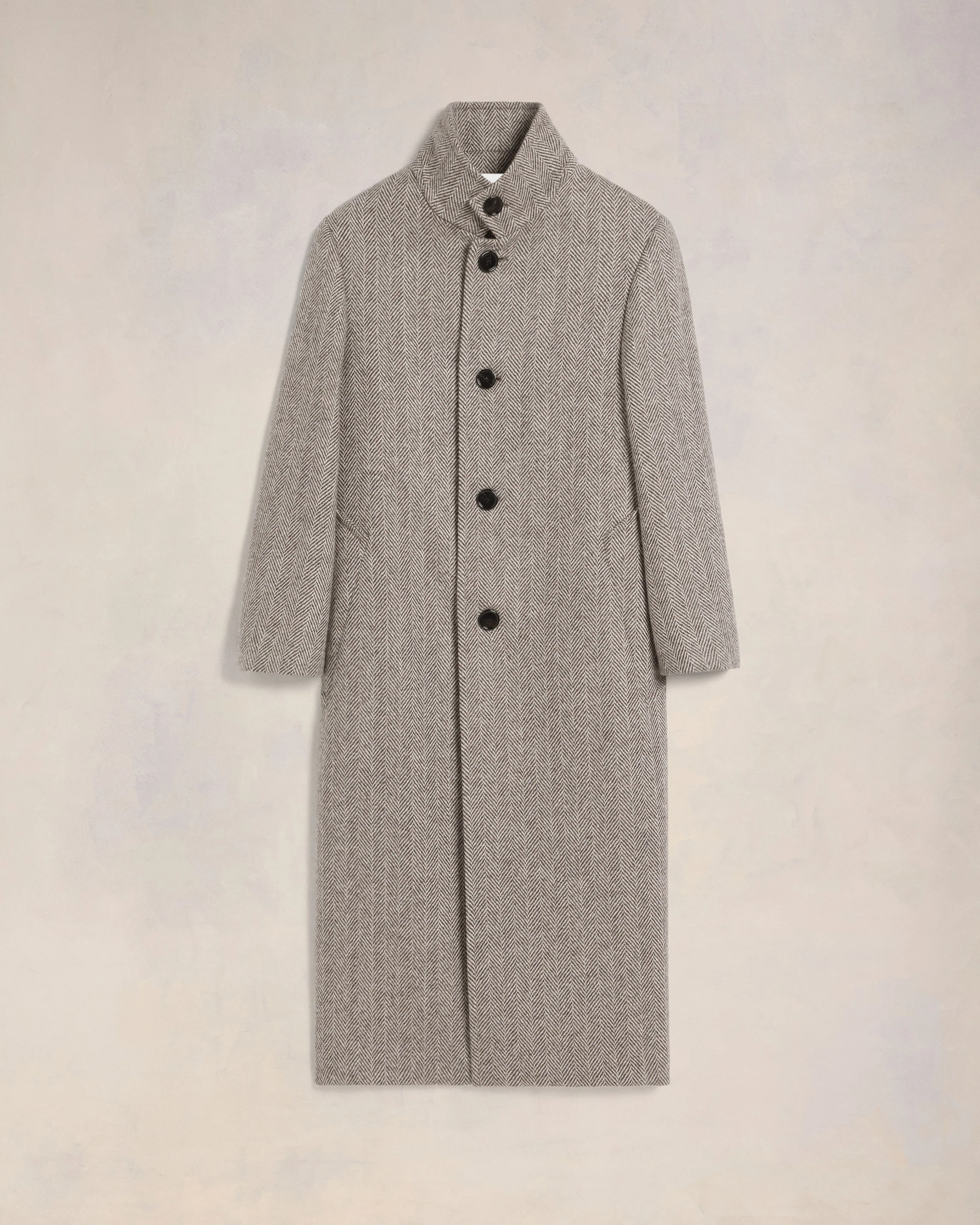 Dark Coffee/ Off White High Collar Coat - leoleo123123