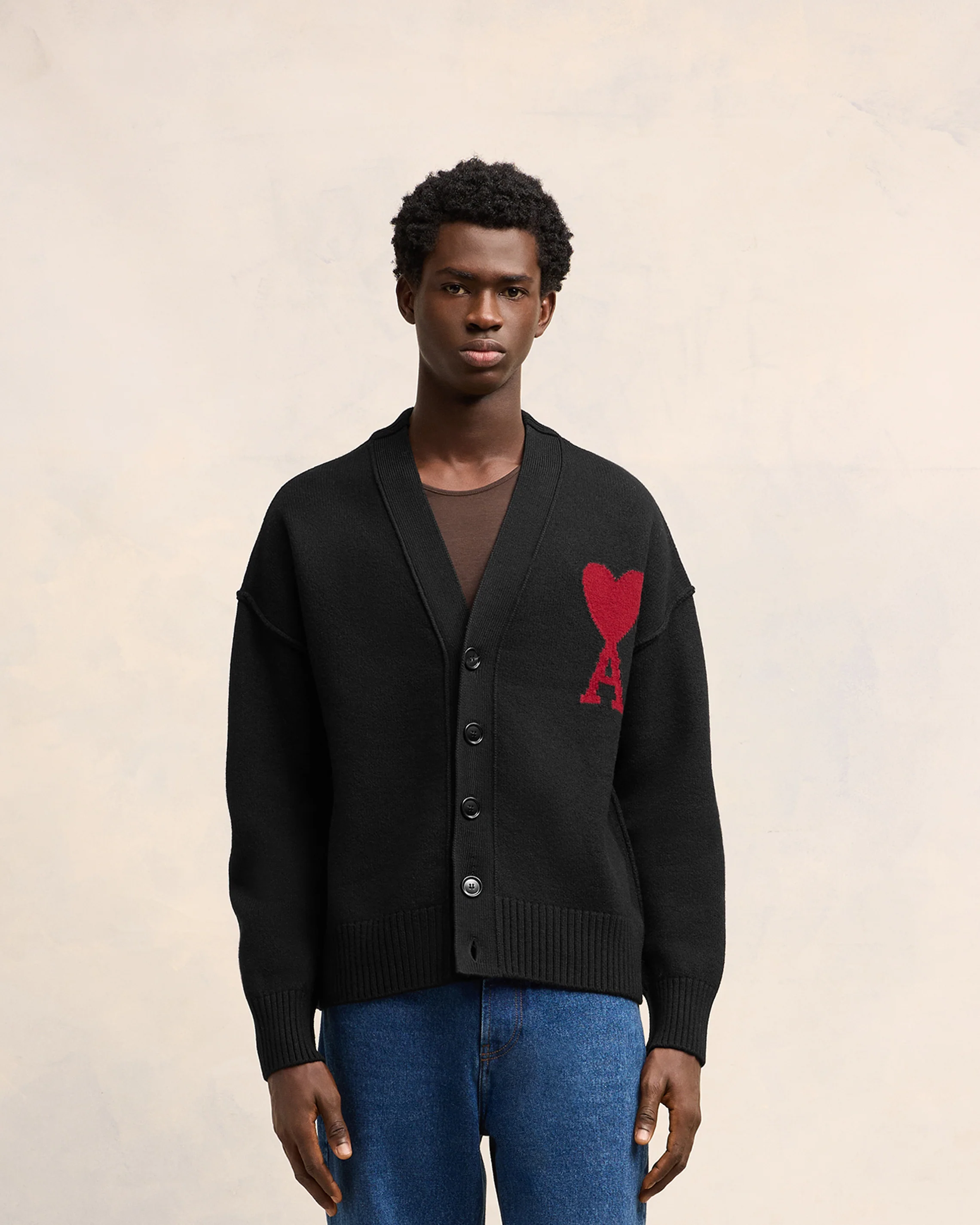 Black Merino Wool Cardigan | Ami De Coeur | Ami Paris US - leoleo123123