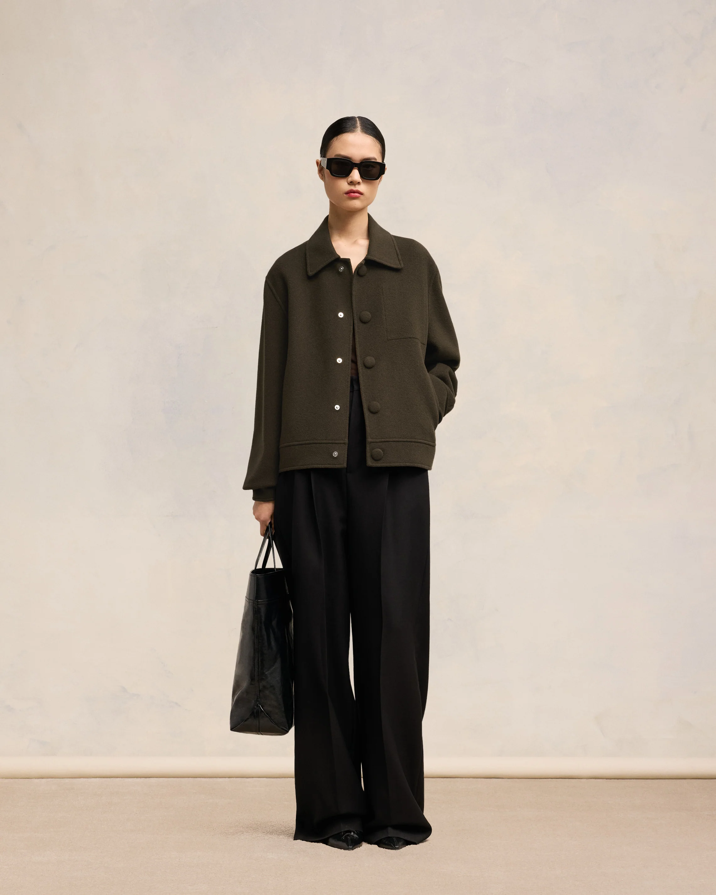 Dark Coffee Boxy Buttoned Jacket - leoleo123123