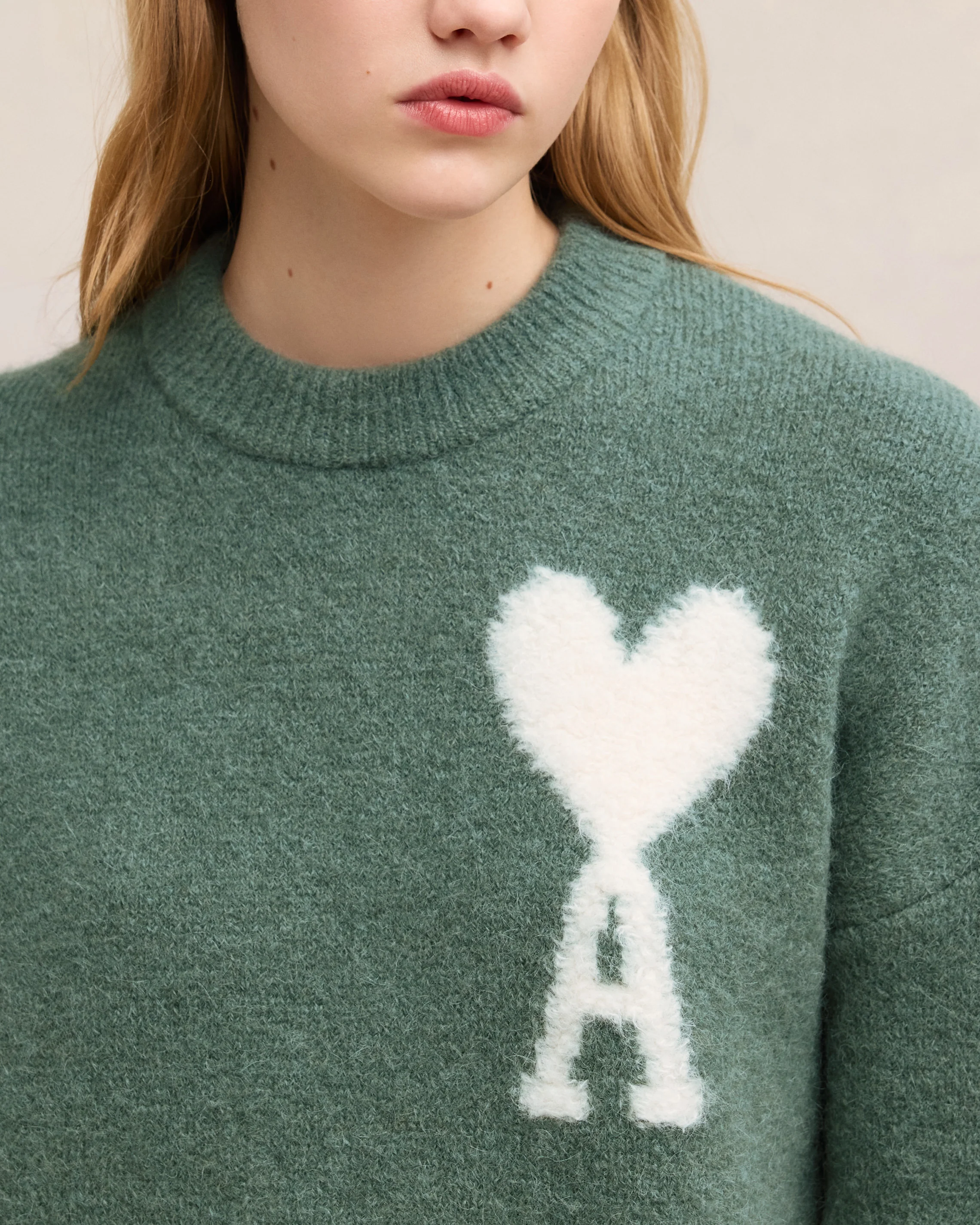 Antique Clay Off-White Ami De Coeur Crew Neck Sweater - leoleo123123