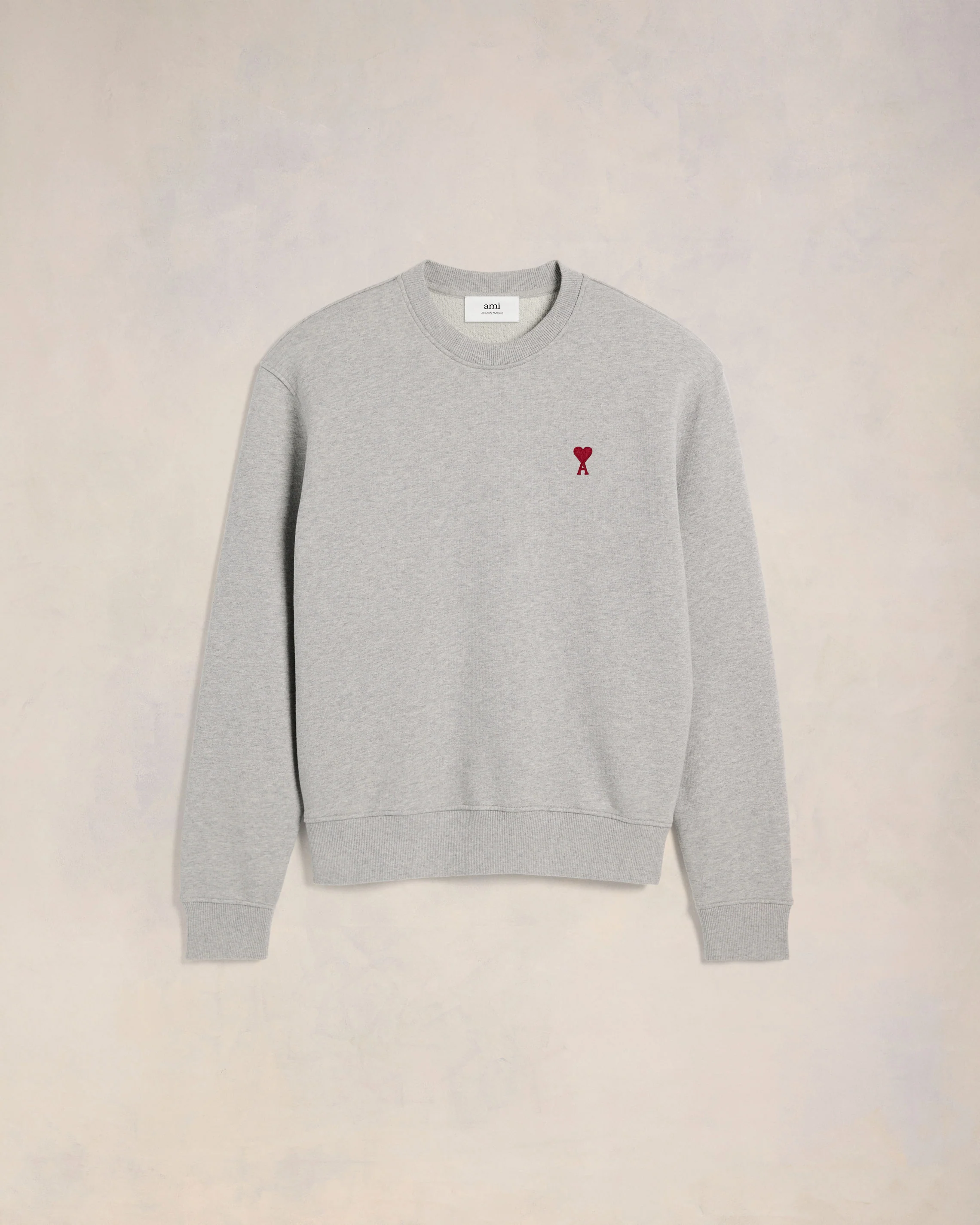 Heather Ash Grey Red Ami De Coeur Sweatshirt - leoleo123123