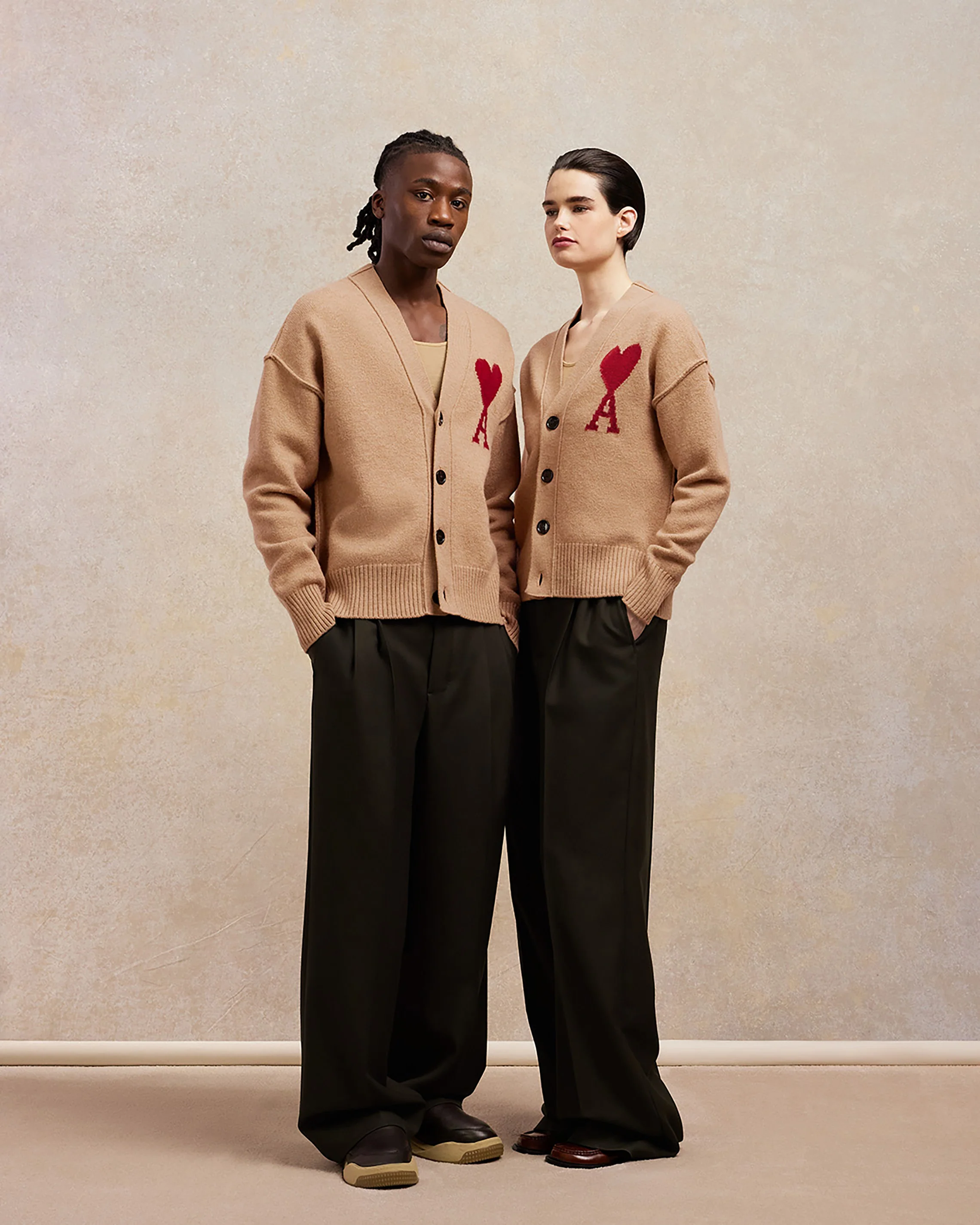 Cardigan Ami De Coeur Rouge Camel/Rouge - leoleo123123