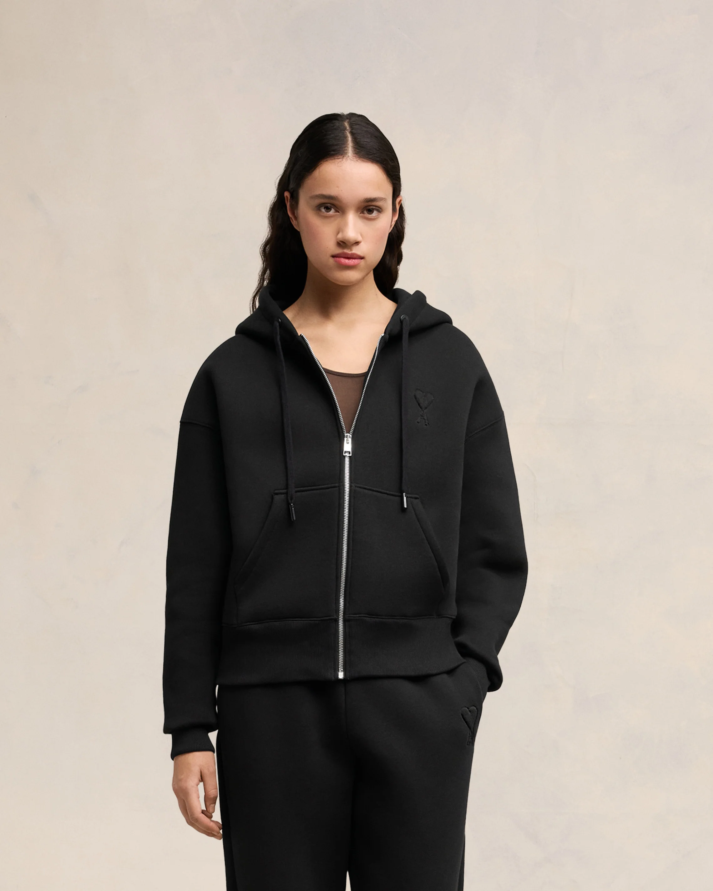 Black Zipped Ami De Coeur Hoodie - leoleo123123