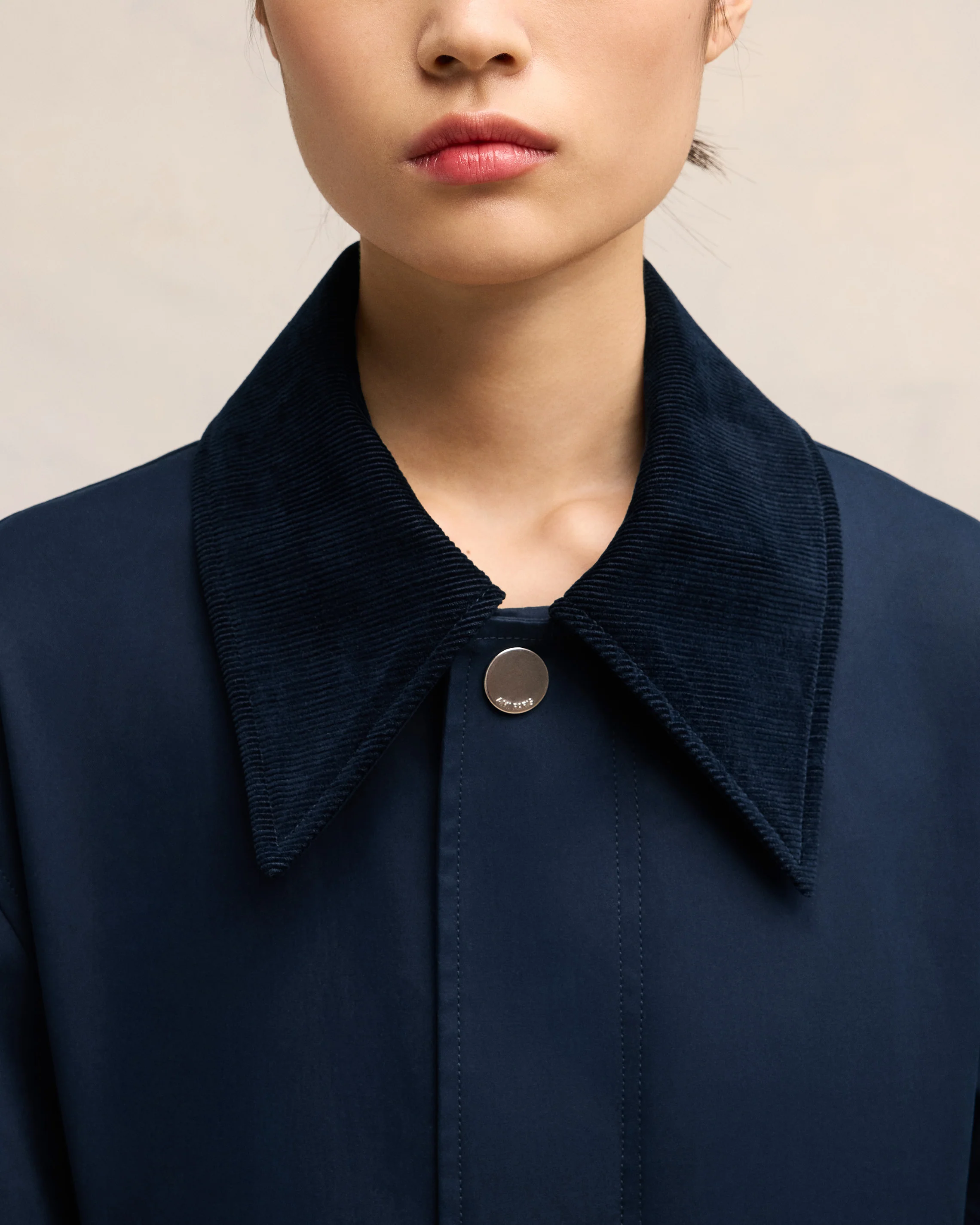 Navy Blue/ Clay Blue Belted Mac - leoleo123123