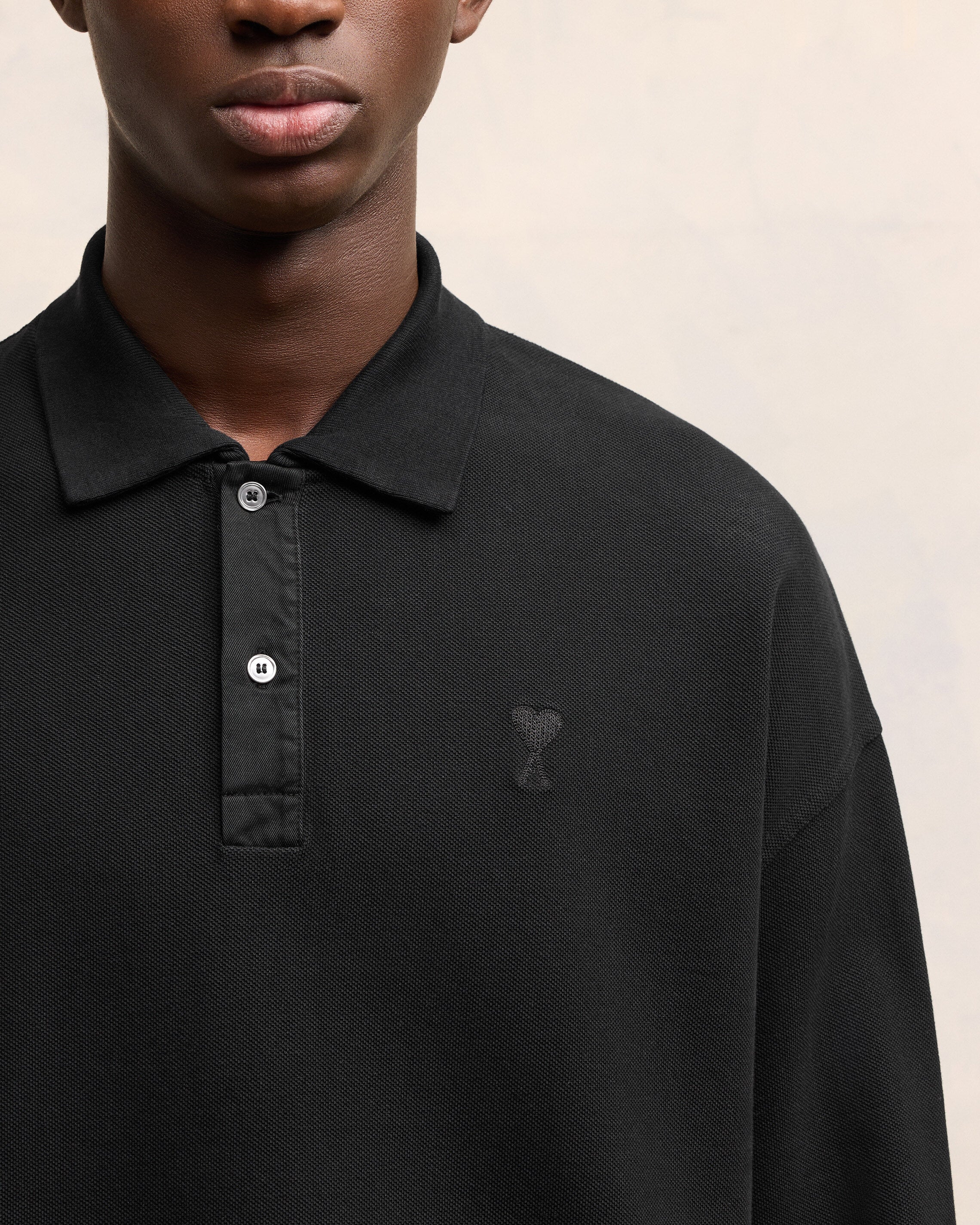 Black Ami De Coeur Long Sleeves Polo - leoleo123123