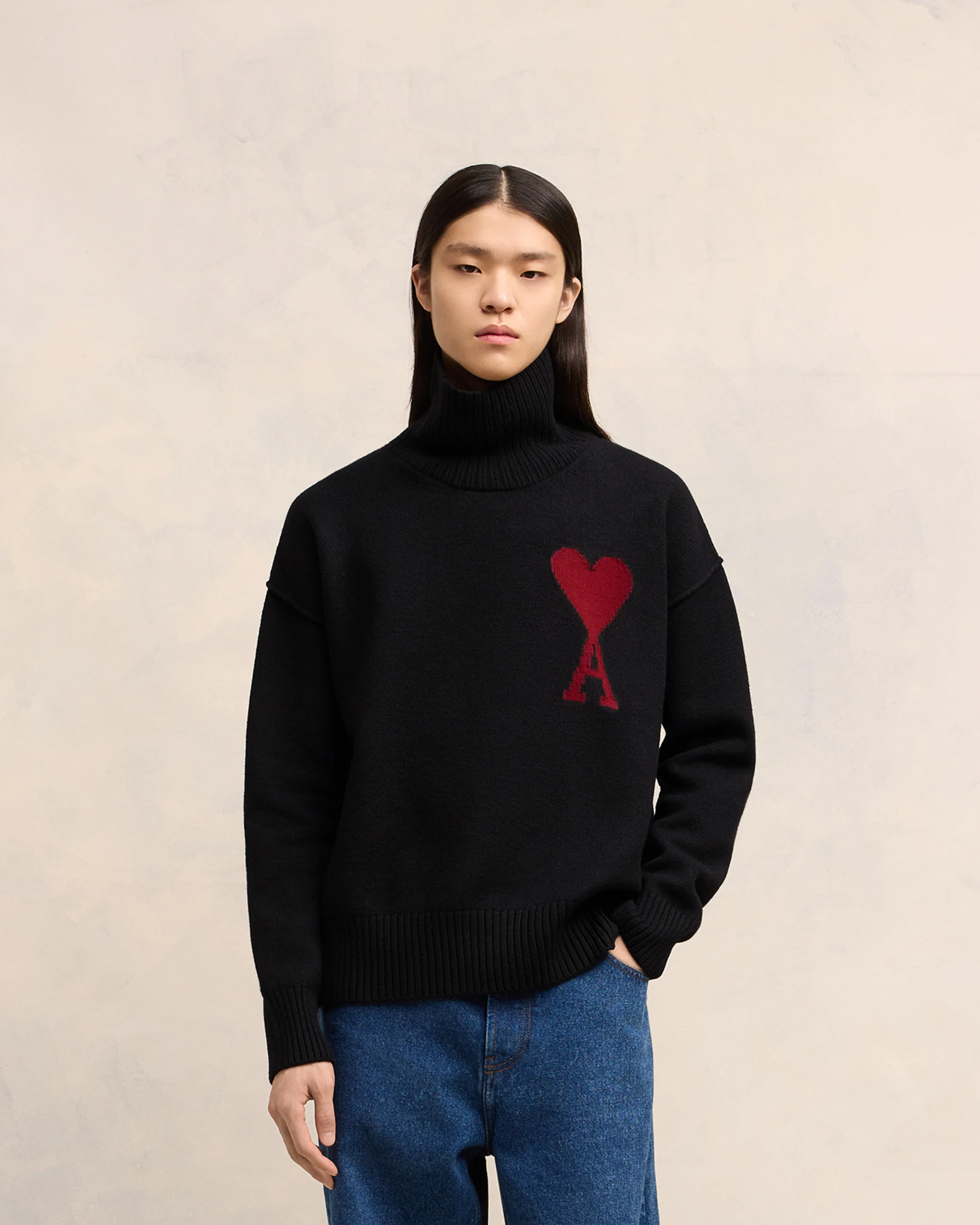 Black Turtleneck Jumper | Ami De Coeur | Ami Paris US - leoleo123123