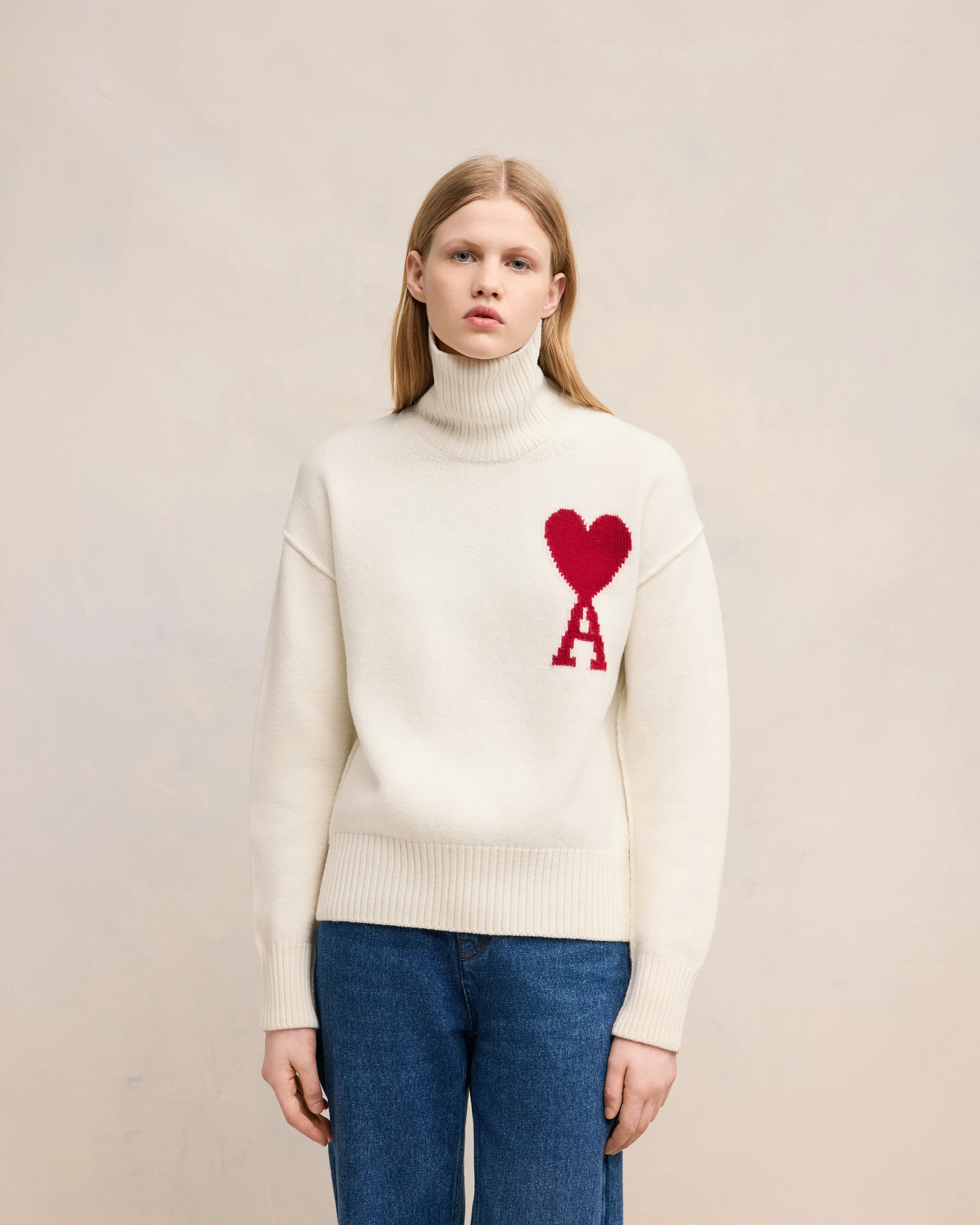 Pull Ami De Coeur Rouge Ecru/Rouge - leoleo123123