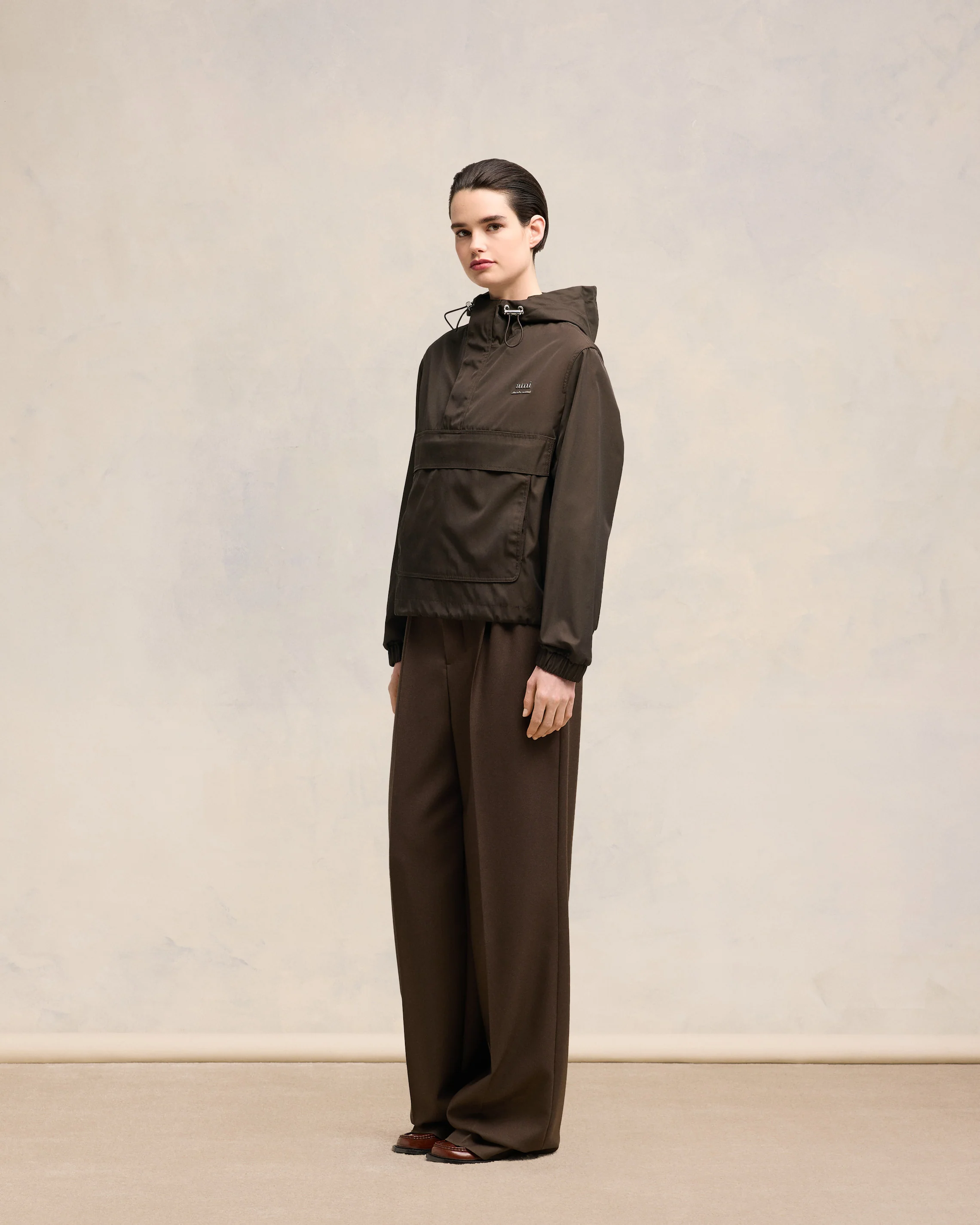 Dark Coffee Hooded Ami Alexandre Mattiussi Windbreaker - leoleo123123