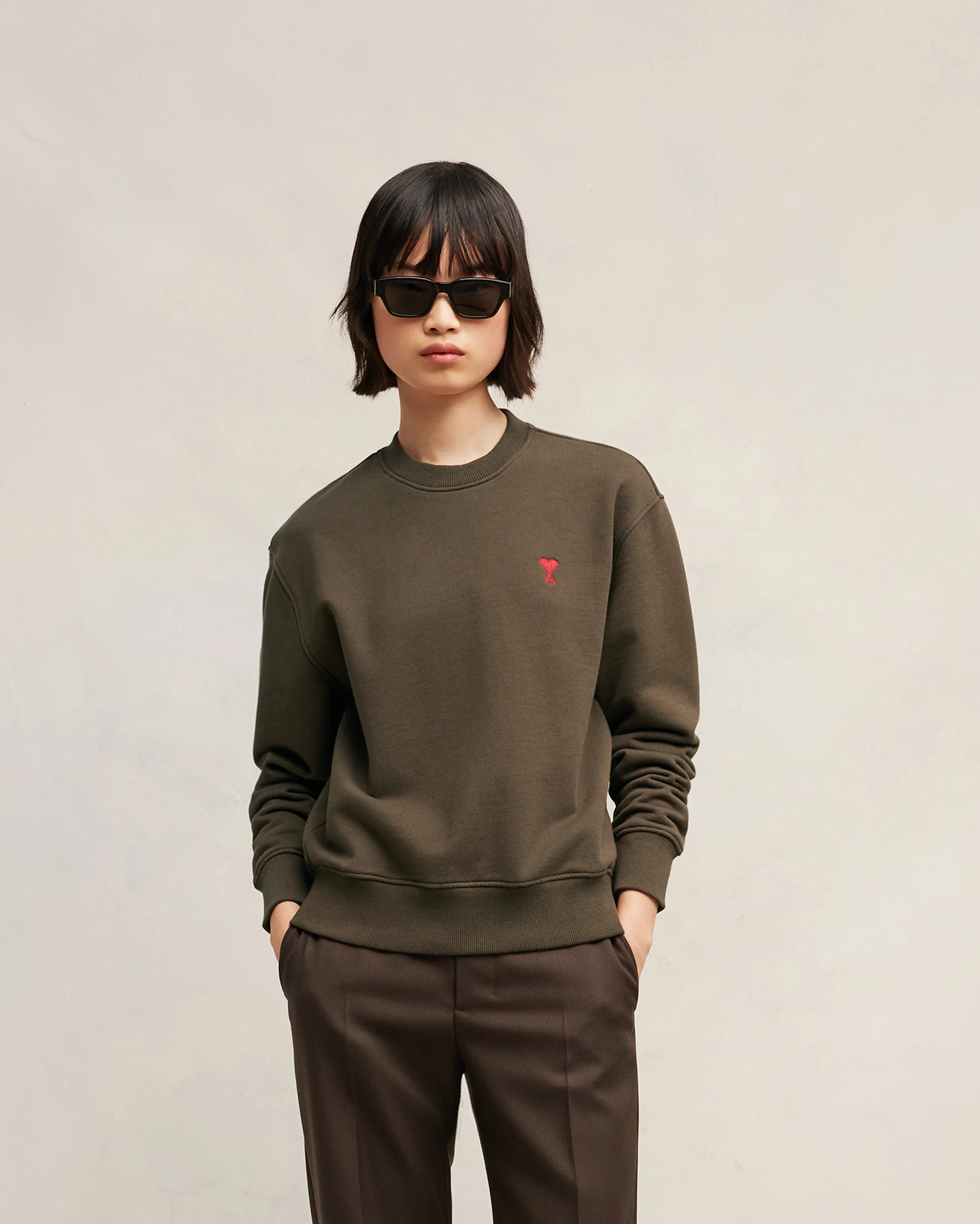 Dark Coffee Red Ami De Coeur Sweatshirt - leoleo123123