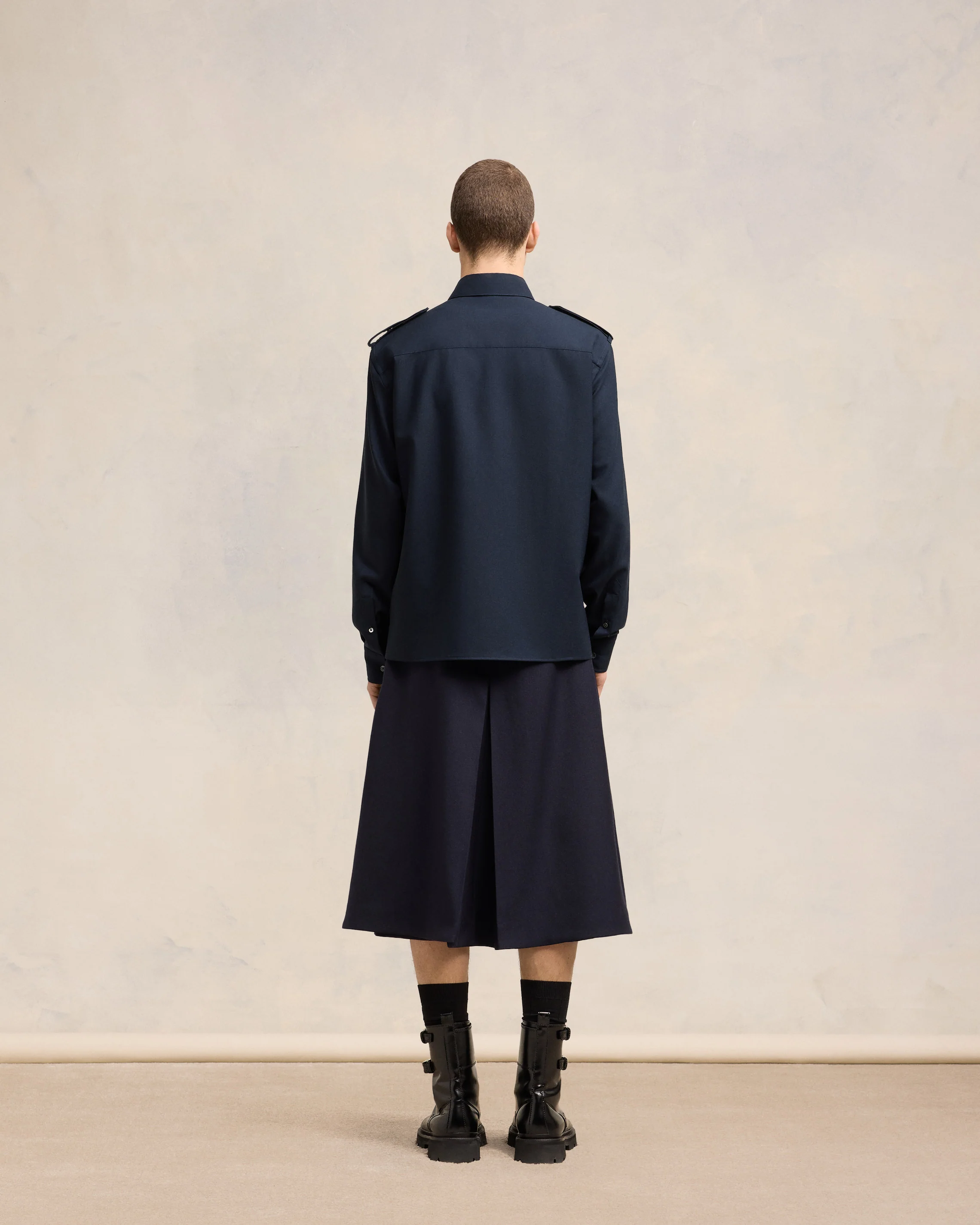 Navy Blue Military Shirt - leoleo123123
