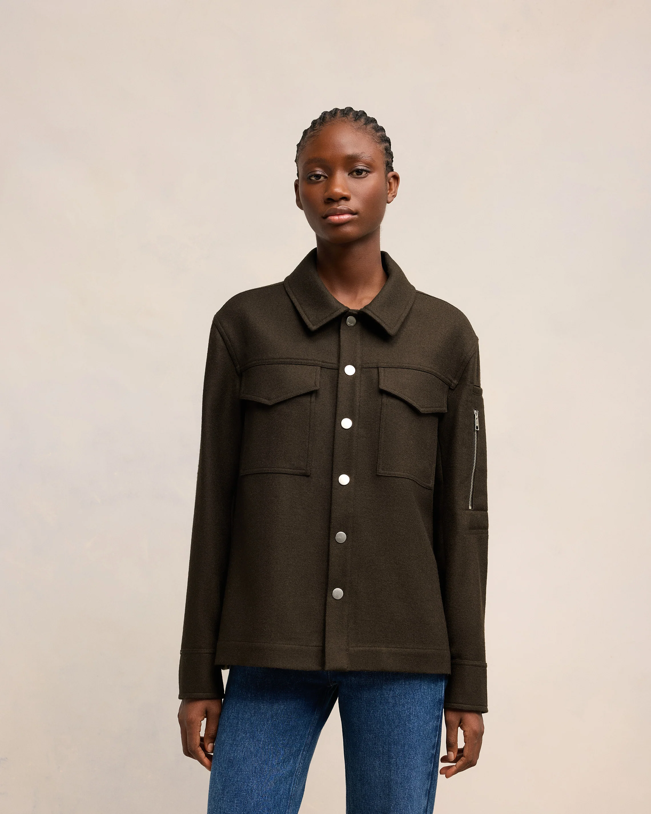 Dark Coffee Buttoned Overshirt - leoleo123123