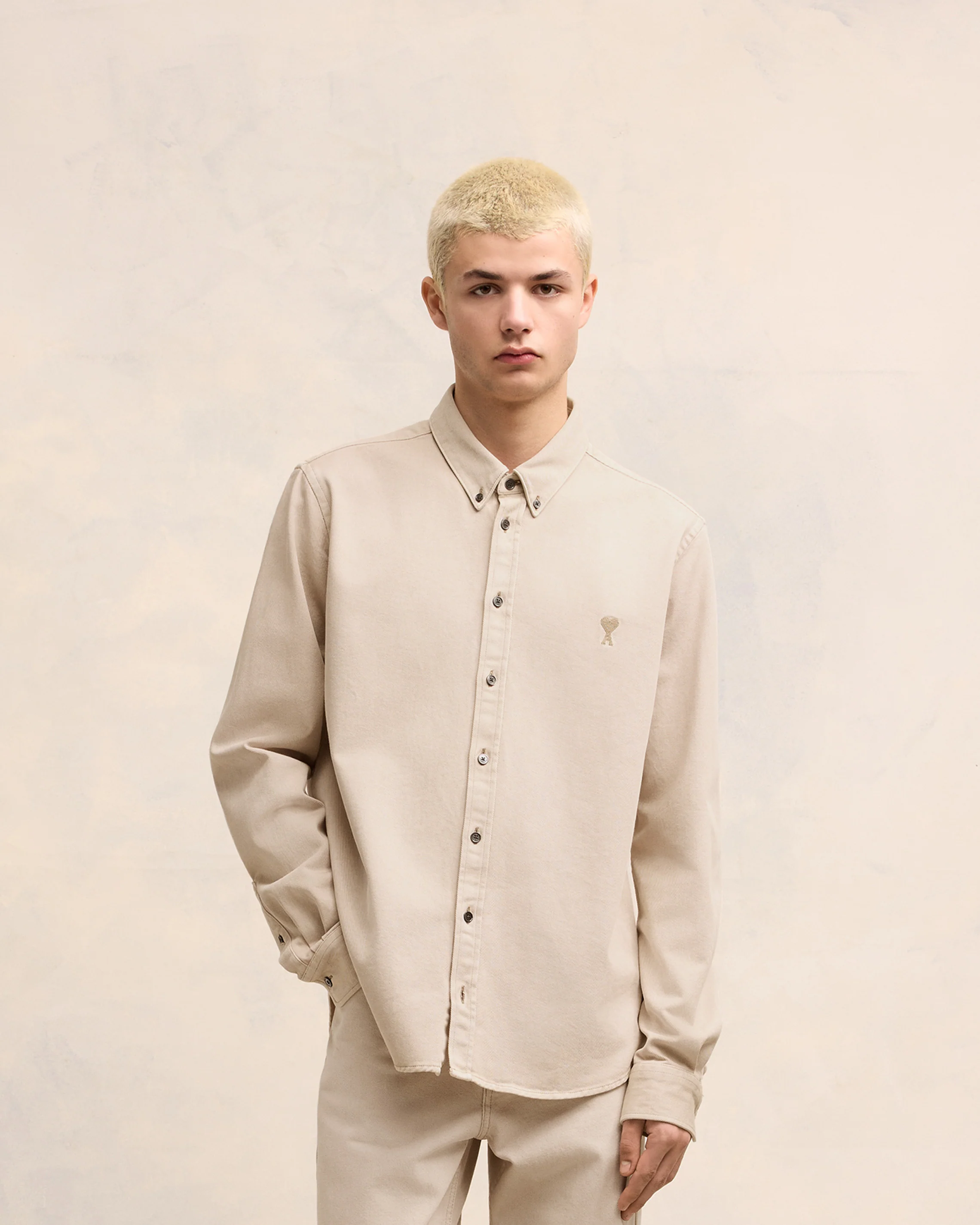 Off White Button-Down Ami De Coeur Shirt - leoleo123123