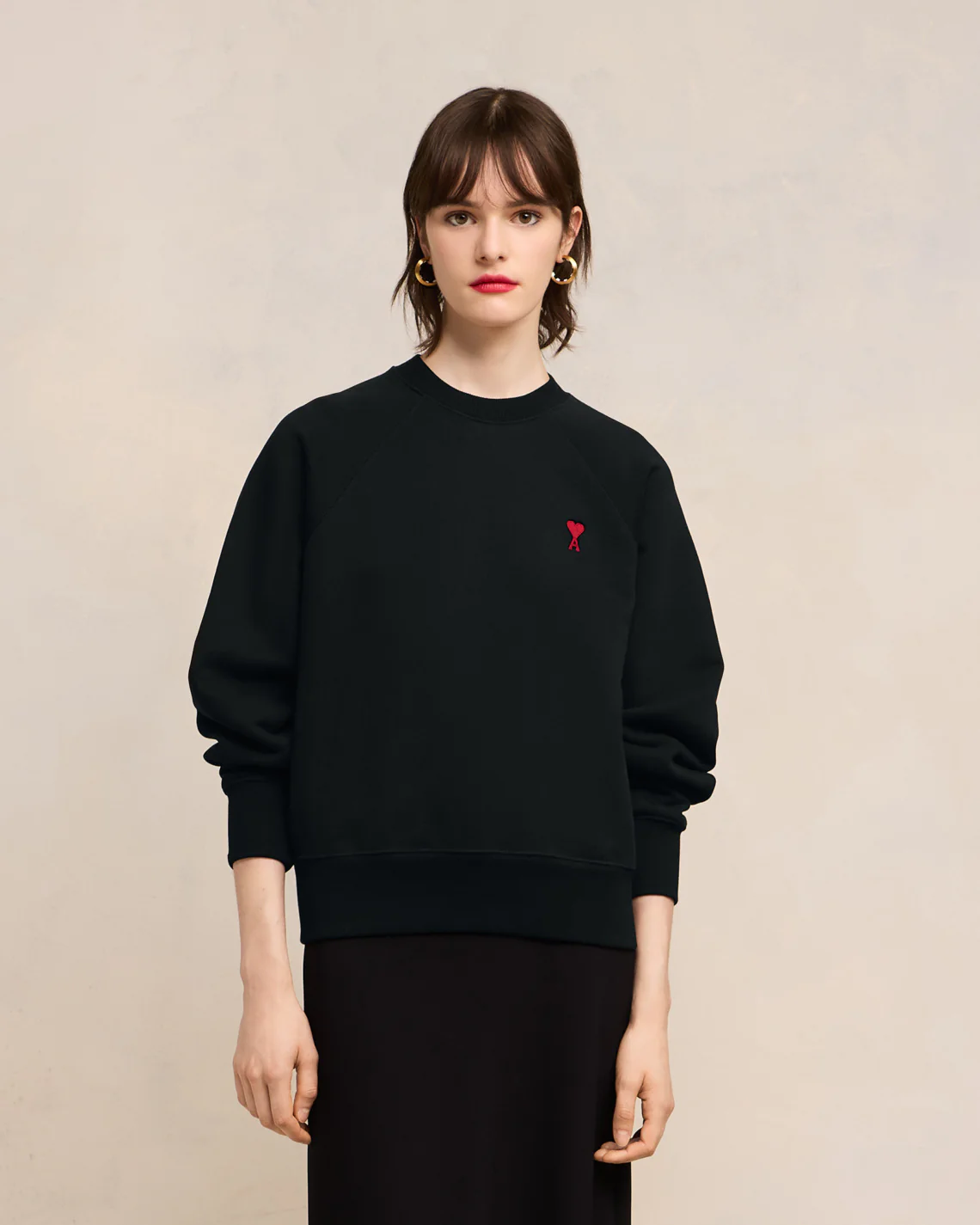 Sweatshirt Ami De Coeur Coupe Boxy Noir - leoleo123123