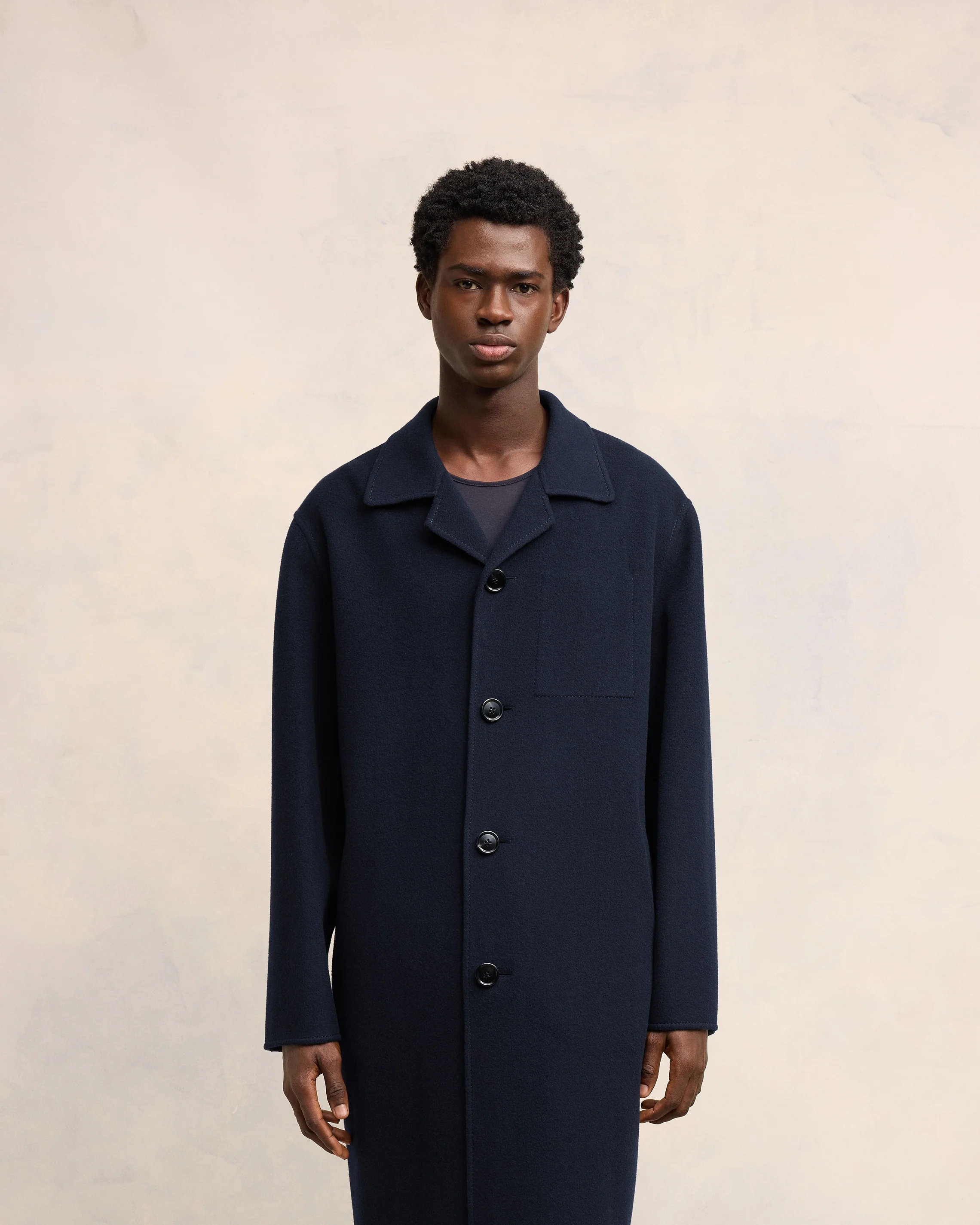Navy Blue Belted Car Coat - leoleo123123