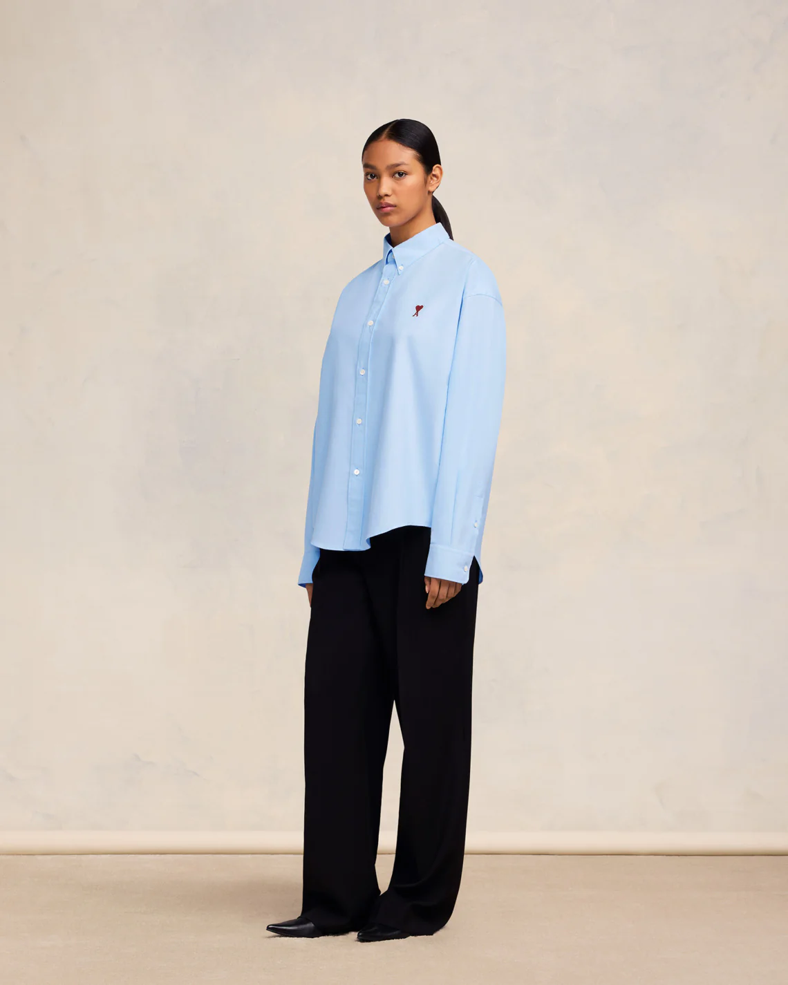 Chemise Coupe Boxy Ami De Coeur Bleu Ciel - leoleo123123