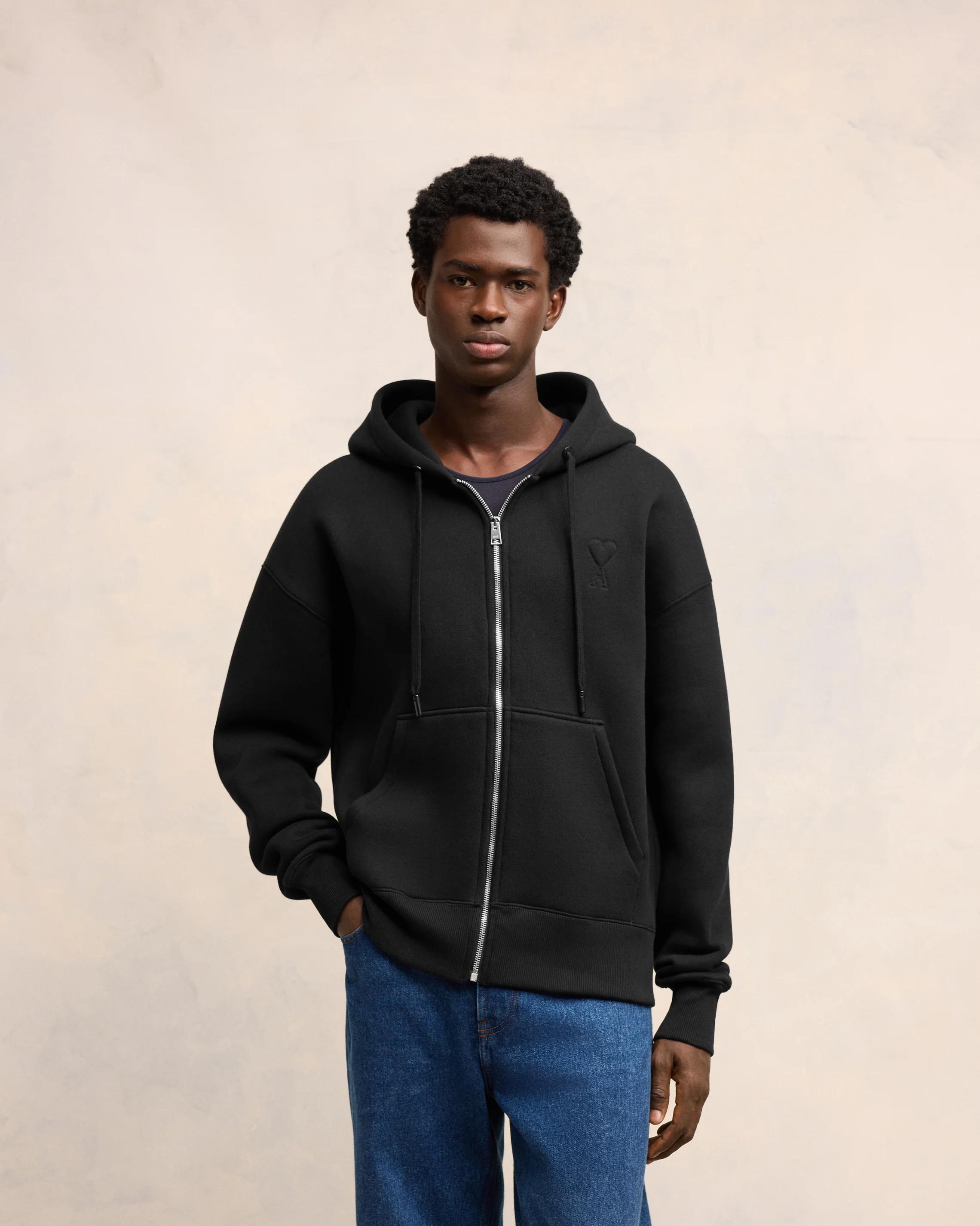 Black Zipped Ami De Coeur Hoodie - leoleo123123