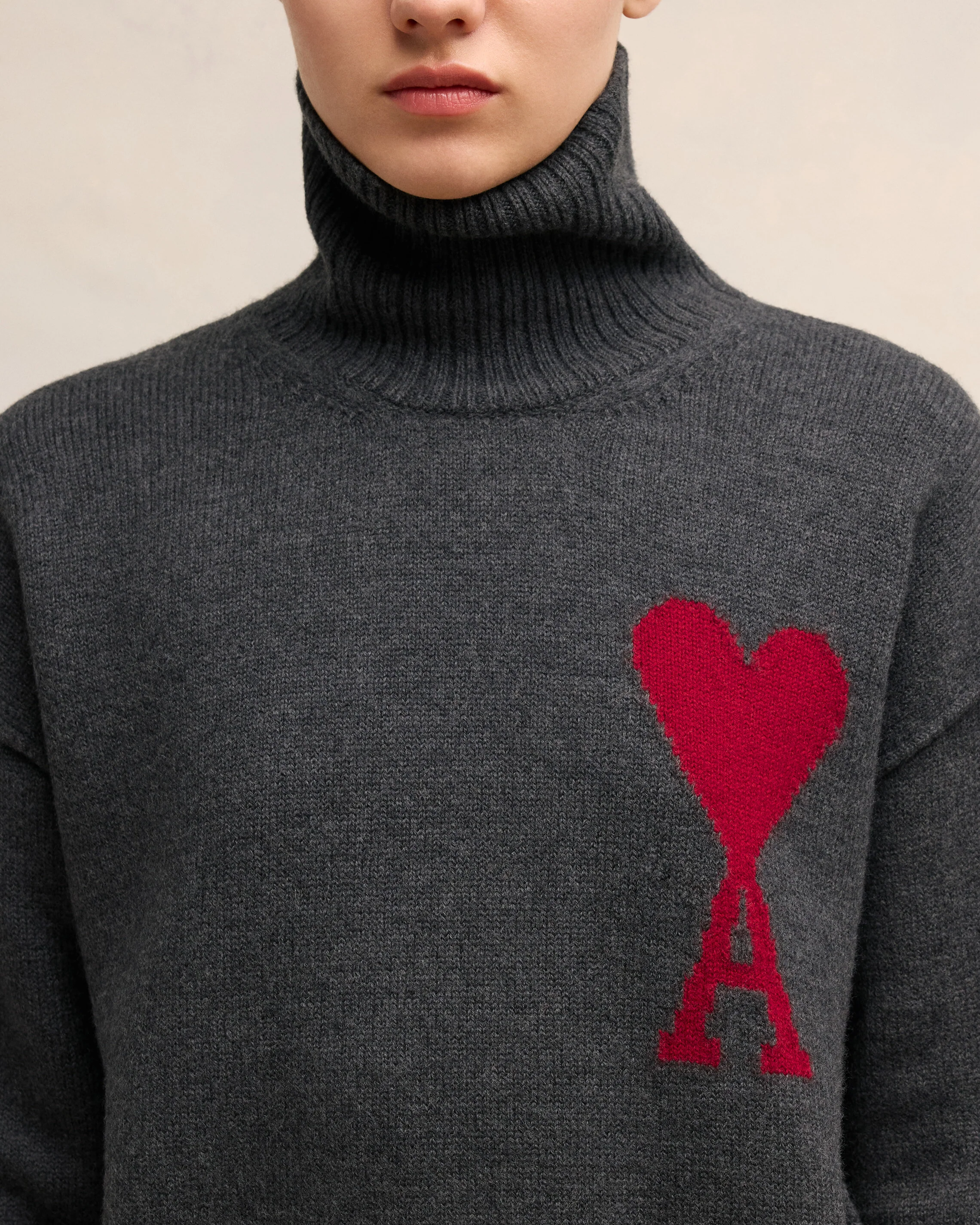 Pull Ami De Coeur Rouge Gris Chine / Rouge - leoleo123123