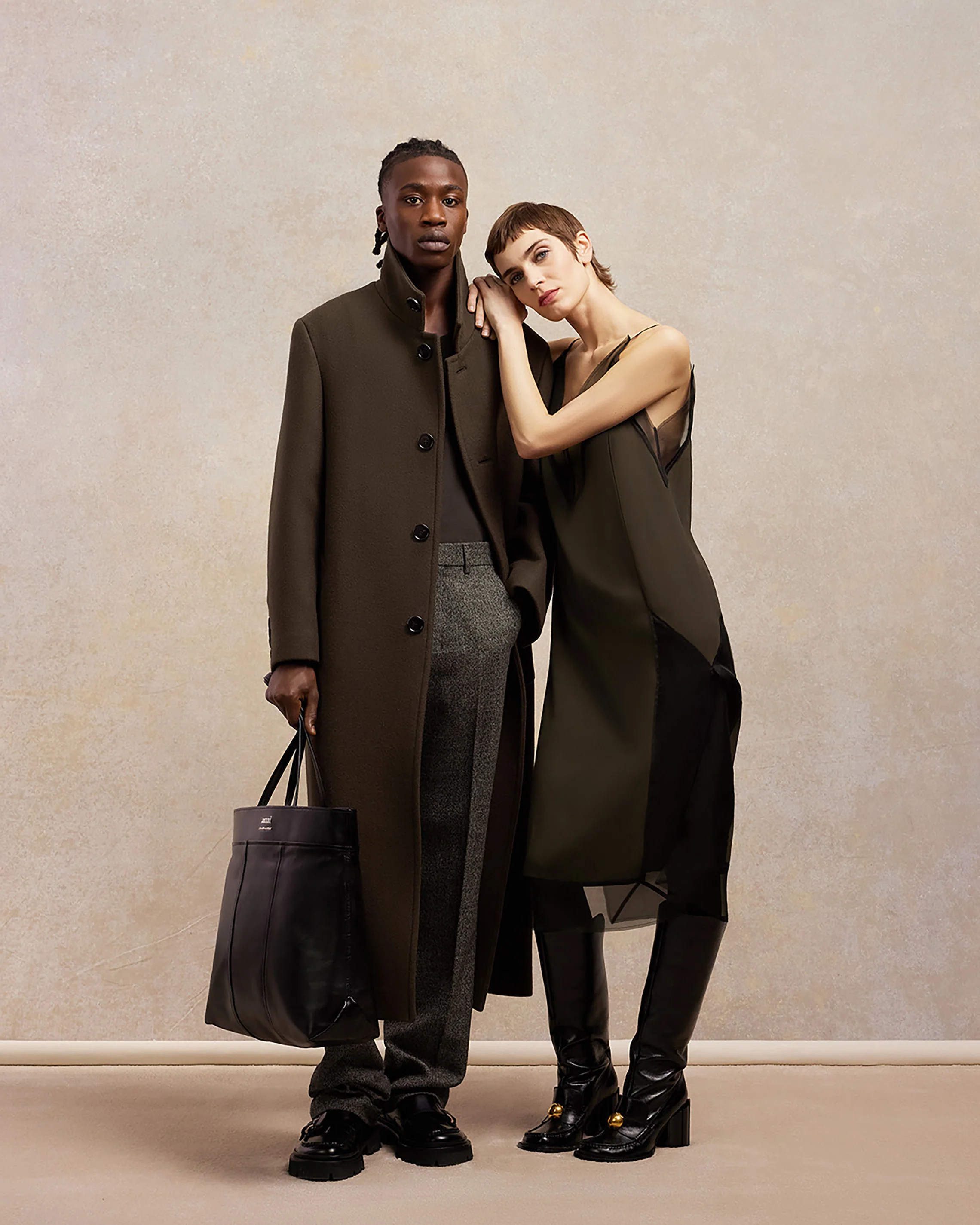 Dark Coffee/ Black Midi Dress With Thin Straps - leoleo123123