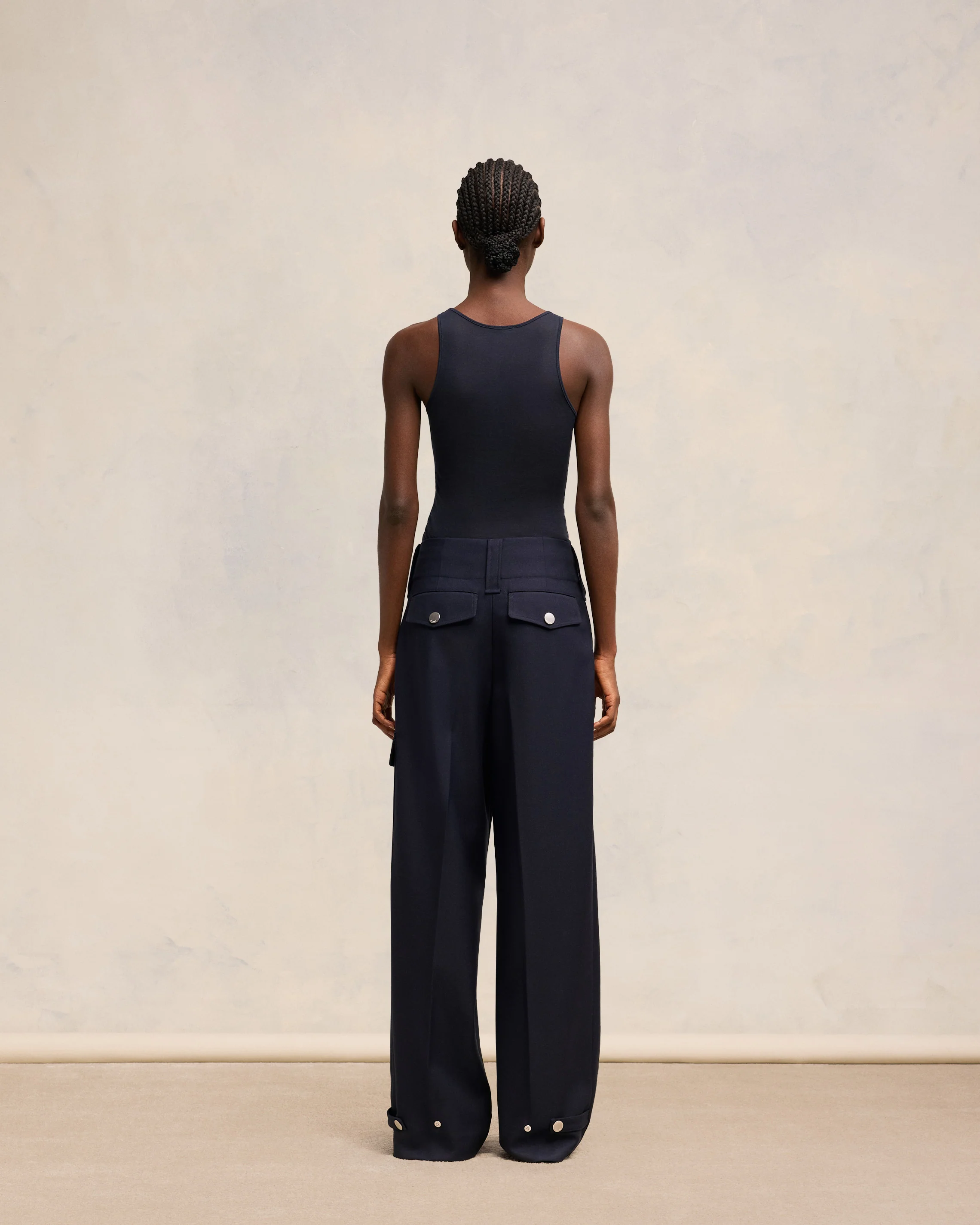 Navy Blue Straight Fit Trousers - leoleo123123