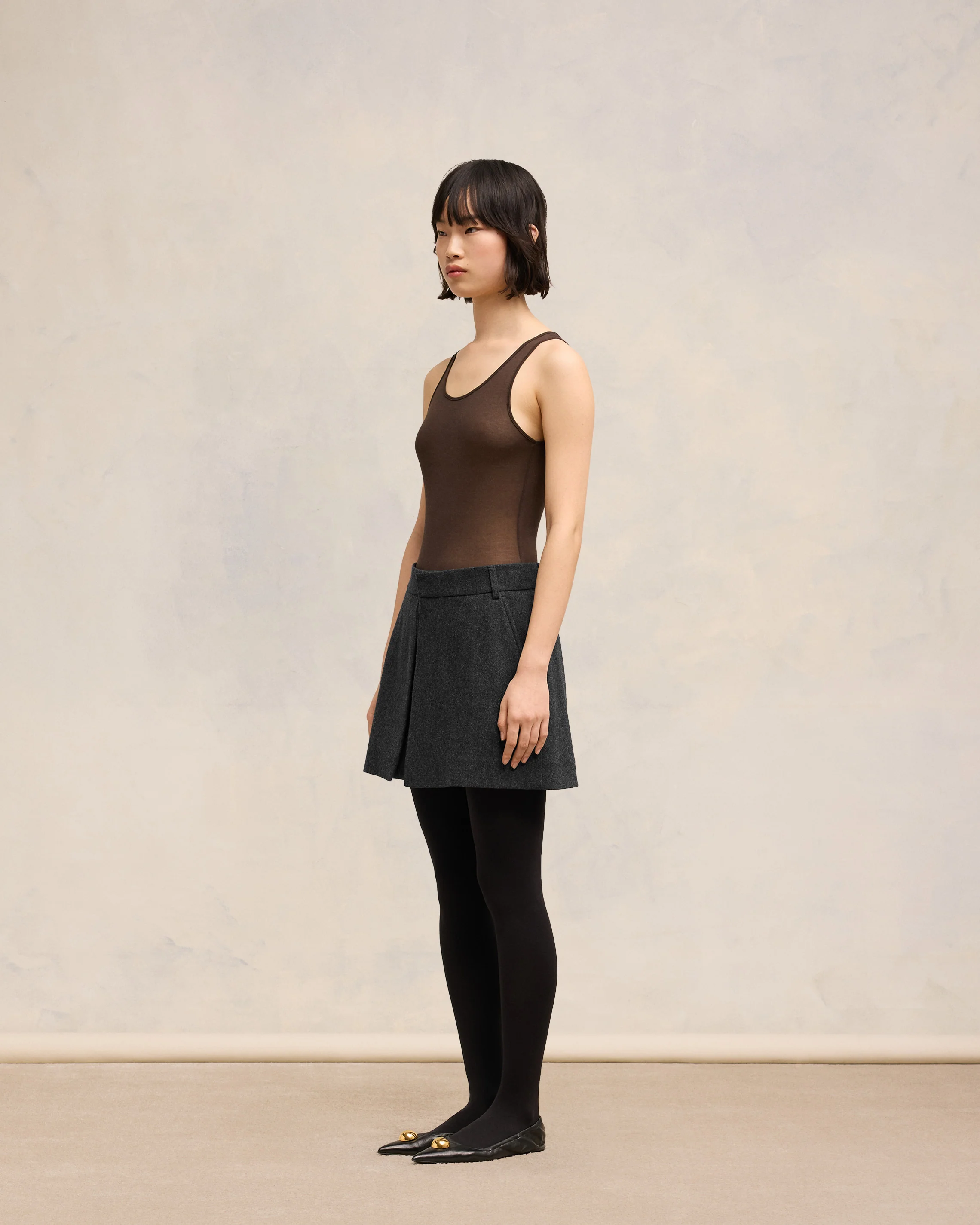 Dark Grey Mini Skirt With Panels - leoleo123123