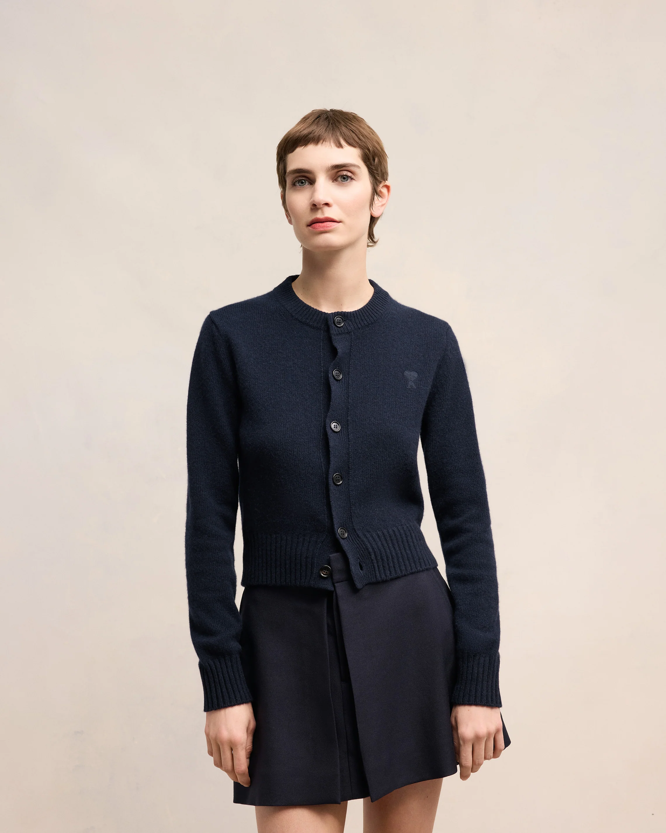 Navy Blue Cashmere Ami De Coeur Cardigan - leoleo123123