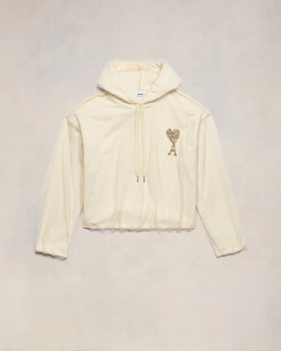 Hoodie Ami De Coeur Brodé Champagne/ Ivoire - leoleo123123