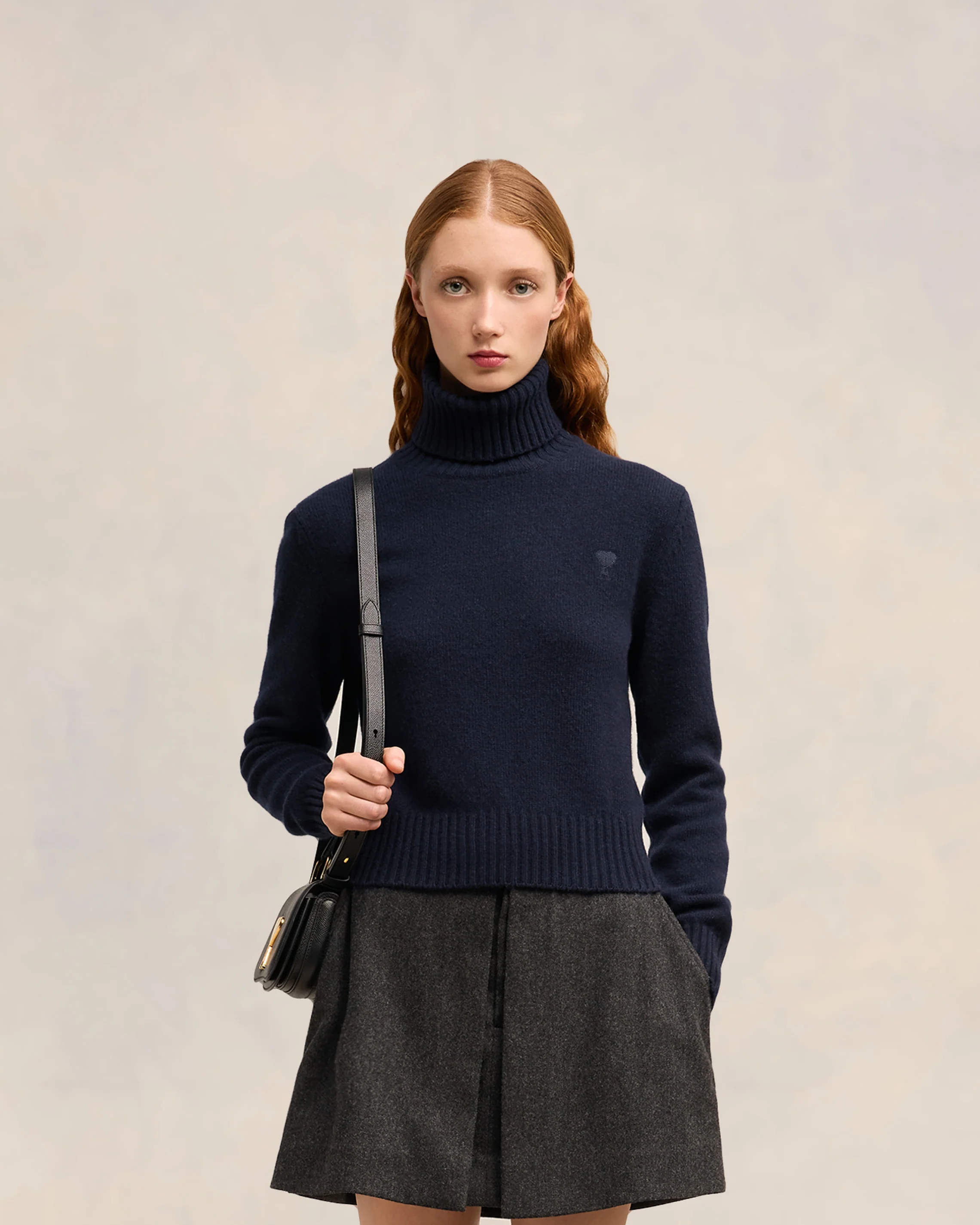 Navy Blue Cashmere Ami De Coeur Turtle Neck Sweater - leoleo123123
